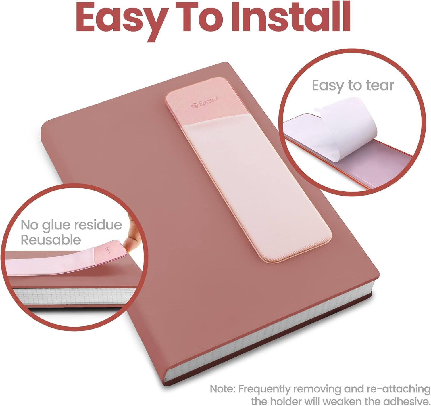 Private Label Stick-On Pen Holder for Notebooks Adhesive Pencil Pouch with Custom Logo Reusable Pen Pocket Organizer for Journals Planners Easy to Remove Pink by Manufacturer