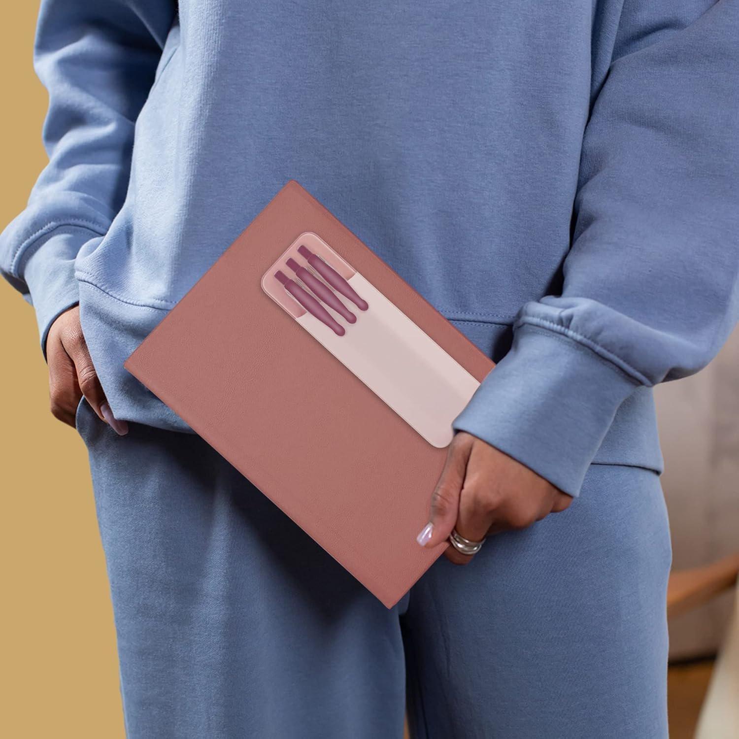 Private Label Stick-On Pen Holder for Notebooks Adhesive Pencil Pouch with Custom Logo Reusable Pen Pocket Organizer for Journals Planners Easy to Remove Pink by Manufacturer