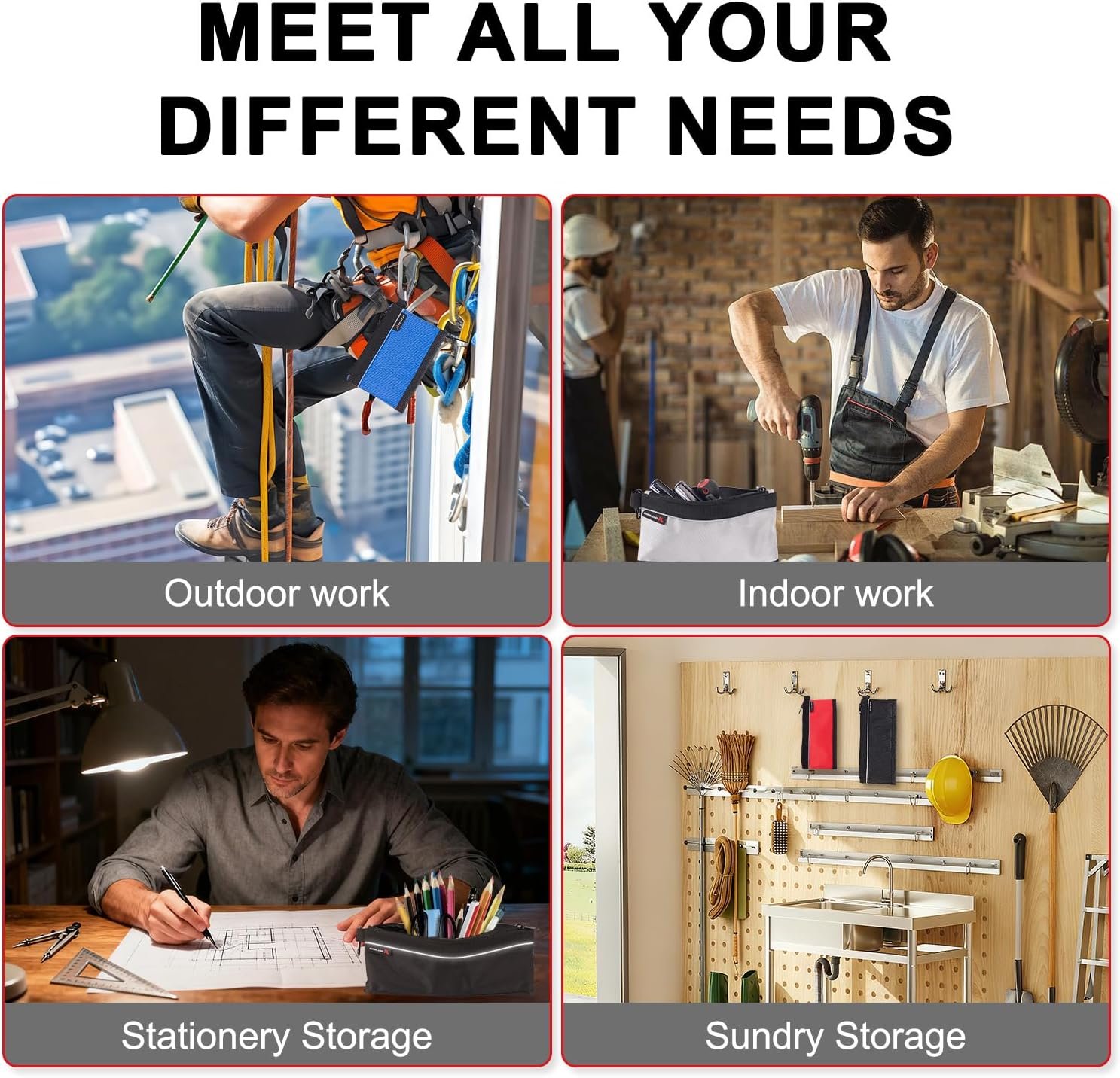 Custom Logo Waterproof 1680D Small Tool Pouches with Zipper Private Label Heavy Duty Multipurpose 4 Pack Manufacturer