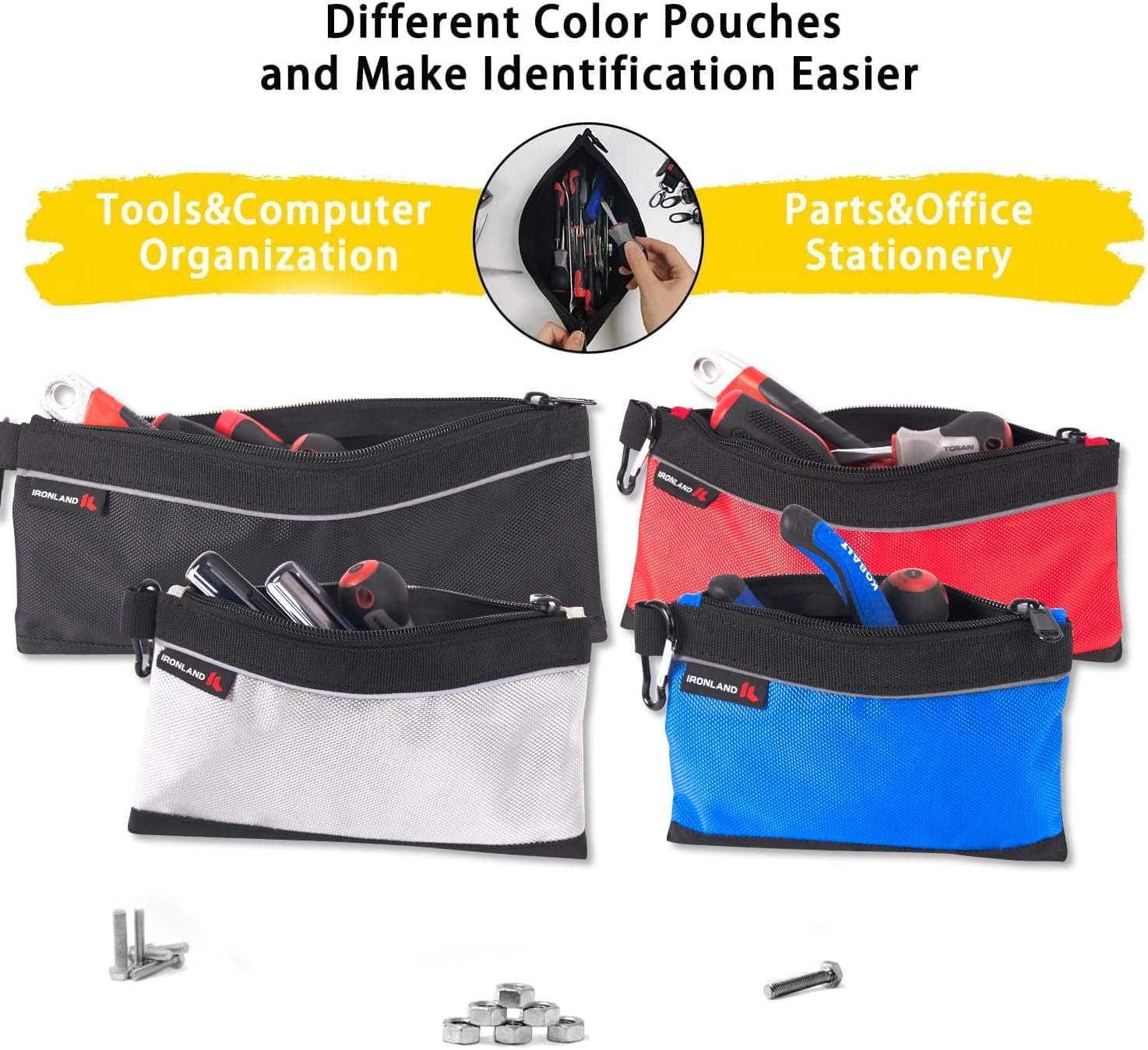 Custom Logo Waterproof 1680D Small Tool Pouches with Zipper Private Label Heavy Duty Multipurpose 4 Pack Manufacturer