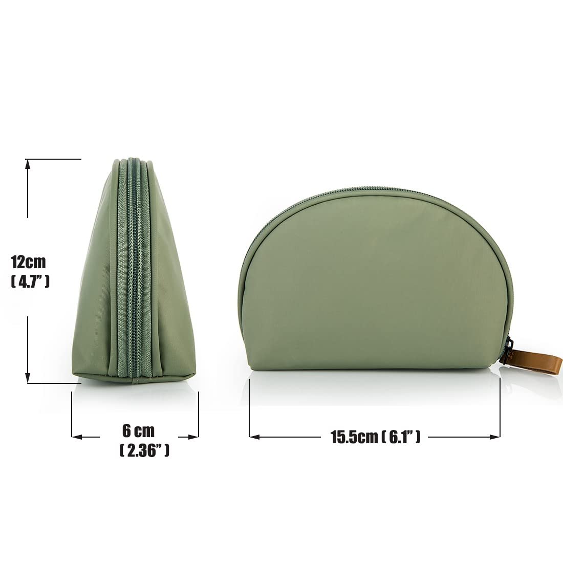 Custom Logo Half Moon Cosmetic Beauty Bag Private Label Handy Makeup Pouch for Purse Travel Women Girls Manufacturer (Green)