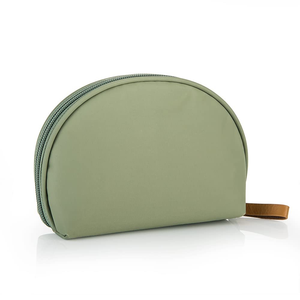 Custom Logo Half Moon Cosmetic Beauty Bag Private Label Handy Makeup Pouch for Purse Travel Women Girls Manufacturer (Green)
