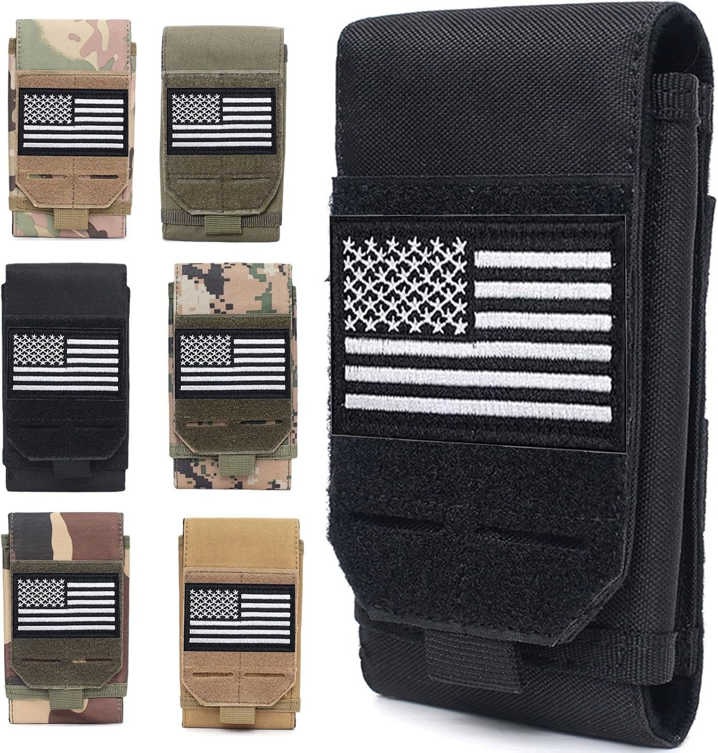 Molle Phone Pouch, Small Molle Pouches, Tactical Cell Phone Holster, Heavy Duty Waterproof Smartphone Case Holder for Vest Belt Waist (Black)