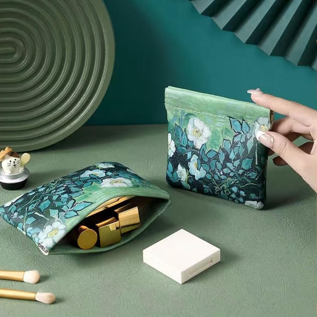 Manufacturer 2 PCS Small Leather Cosmetic Bag for Purse - Mini Makeup & Coin Organizer Private Label Gift Set for Women - Snap Closure Travel Pouch with Custom Logo for Lipstick Keys Charger Cable Coins