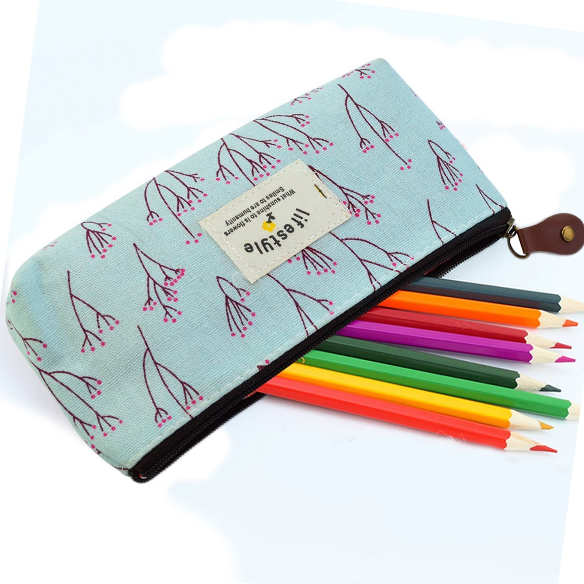 Custom Logo Private Label Supplier of Countryside Floral Pencil Pen Case Cosmetic Makeup Bag Set of 3