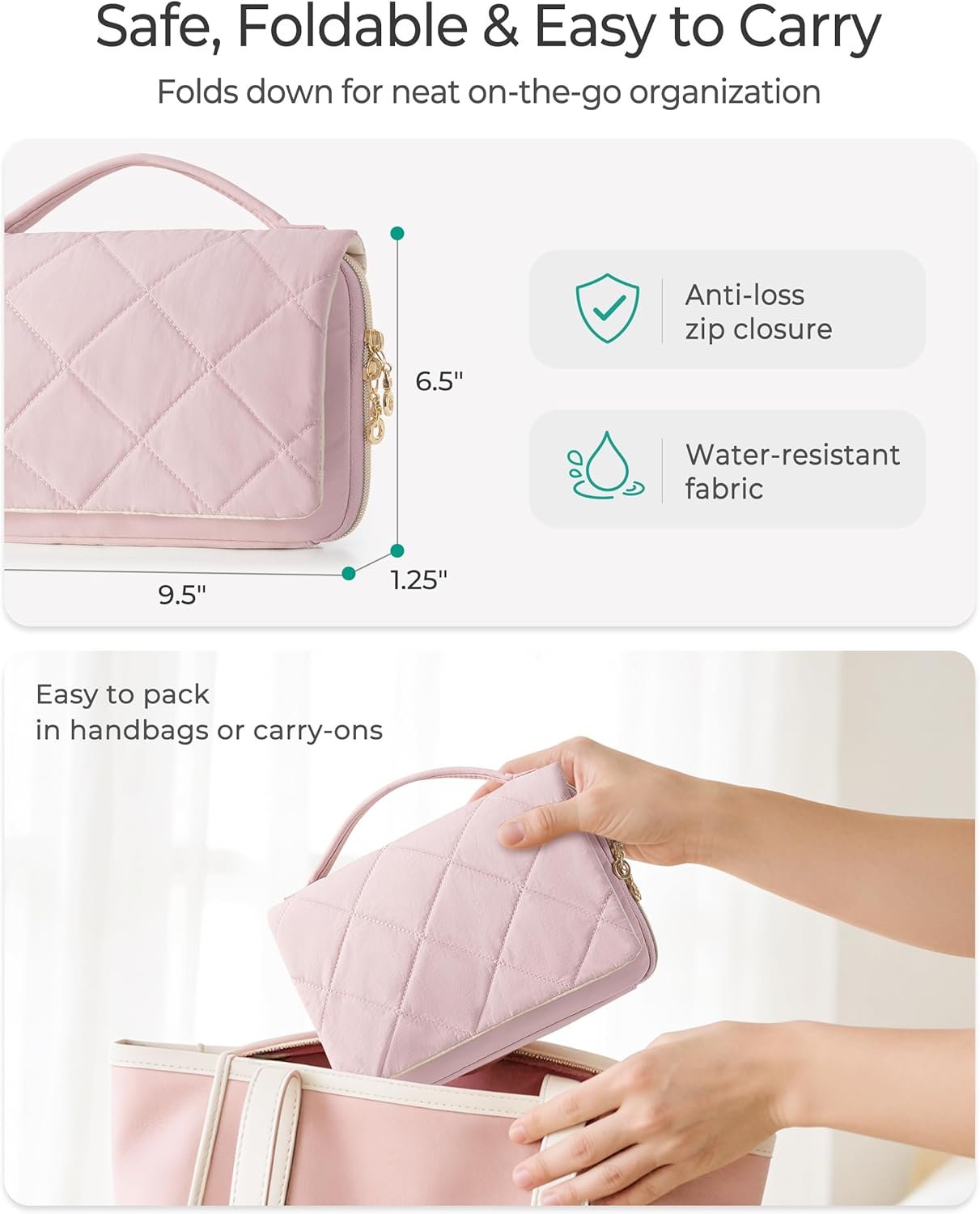 Private Label Travel Jewelry Organizer Case for Women Foldable Custom Logo Jewelry Bag for Earrings Rings Necklaces Bracelets Brooches Pink Manufacturer