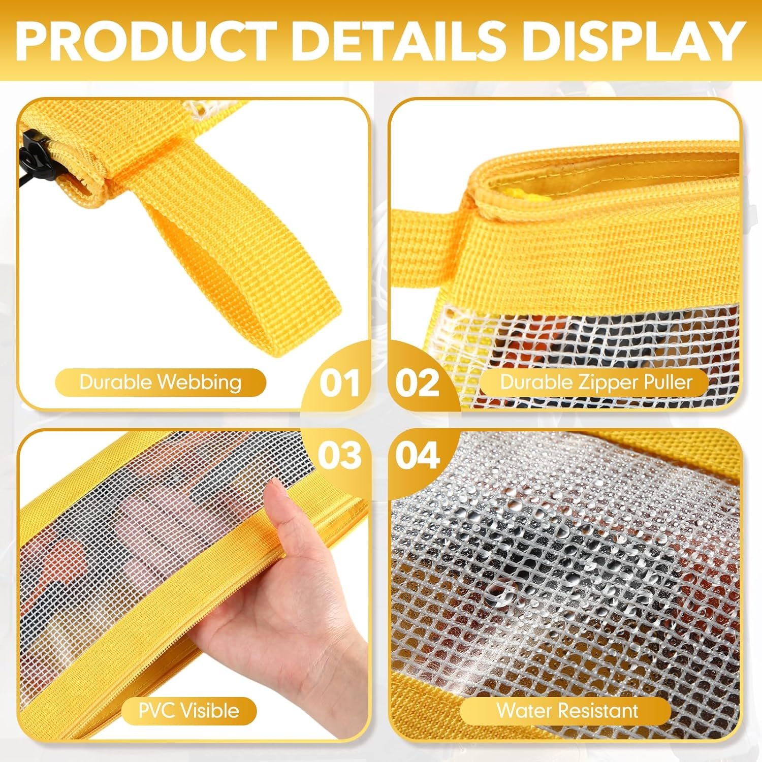 Custom Logo 9 Pcs 12 Inch Zipper 1680D Oxford Tool Pouches Private Label Heavy Duty Waterproof Long Clear Utility Screwdriver Storage Organizer Bags Manufacturer for Travel Accessories Stationery Gadgets