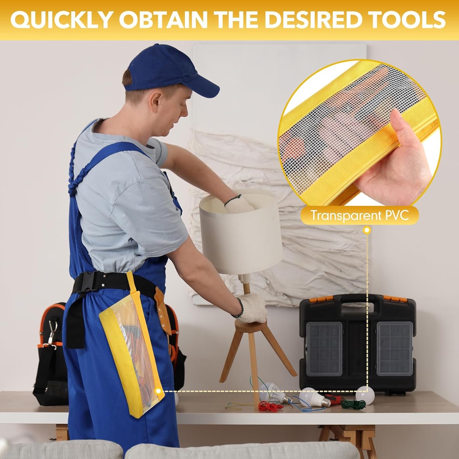 Custom Logo 9 Pcs 12 Inch Zipper 1680D Oxford Tool Pouches Private Label Heavy Duty Waterproof Long Clear Utility Screwdriver Storage Organizer Bags Manufacturer for Travel Accessories Stationery Gadgets