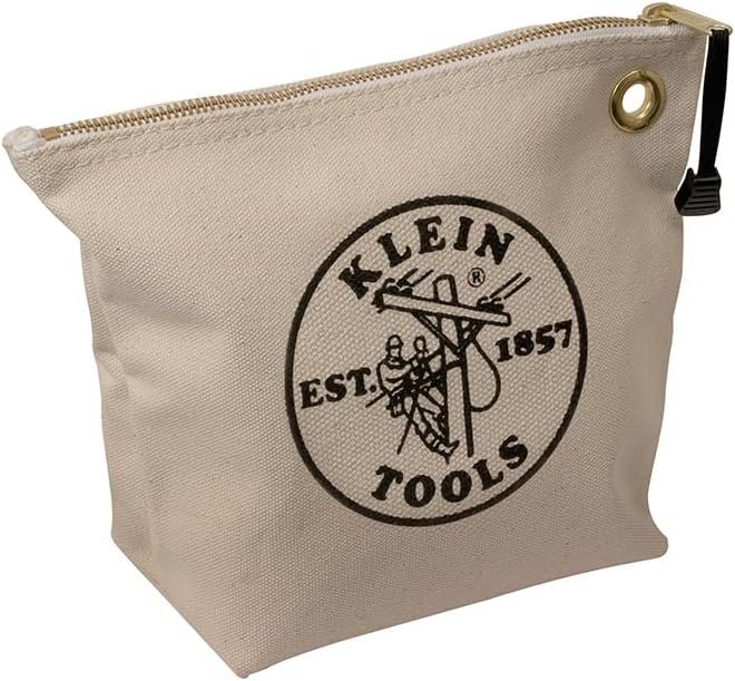Custom Logo 10-Inch Canvas Zipper Tool Pouch for Consumables and Parts Storage with Brass Grommet for Easy Hanging Private Label Supplier Natural