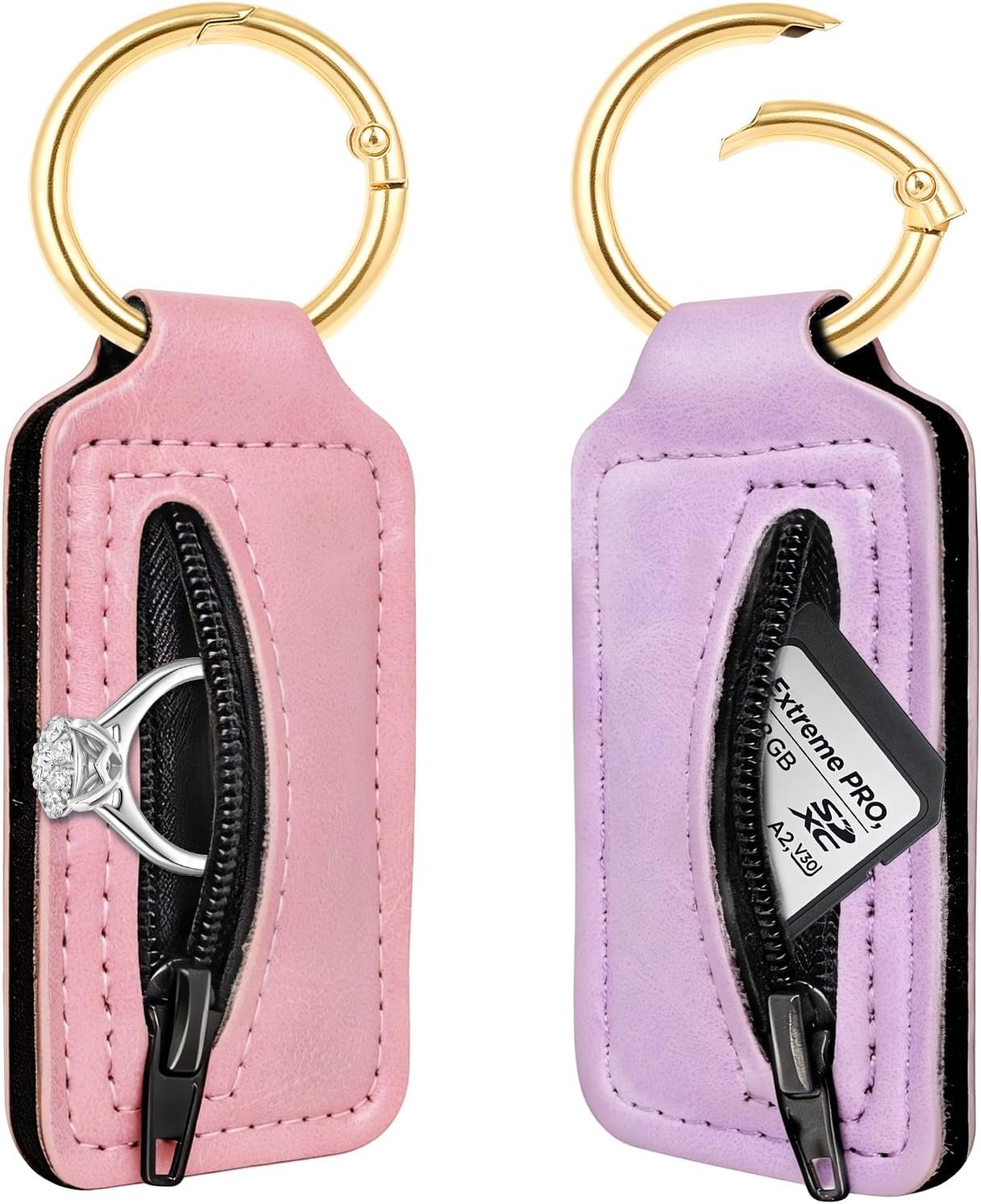 Custom Logo 2 Pcs Mini Travel Jewelry Organizer - Private Label Dual-Sided Zippered Jewelry Case with Detachable Metal Ring - Small Portable PU Leather Storage Pouch for Rings Necklaces from Manufacturer Gift for Women Girls Custom Logo 2 Pcs Mini Travel Jewelry Organizer - Private Label Dual-Sided Zippered Jewelry Case with Detachable Metal Ring - Small Portable PU Leather Storage Pouch for Rings Necklaces from Manufacturer Gift for Women Girls