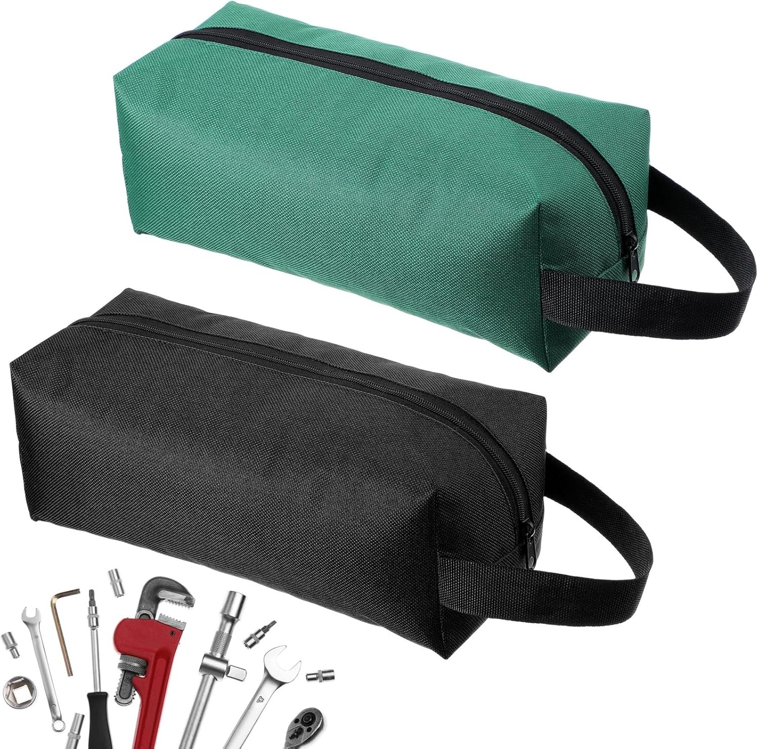 Custom Logo 2 Pcs Small Canvas Tool Pouch Multi-Purpose Zipper Tool Organizer Screwdriver Bag Manufacturer Private Label Storage Set for Electrician Tools