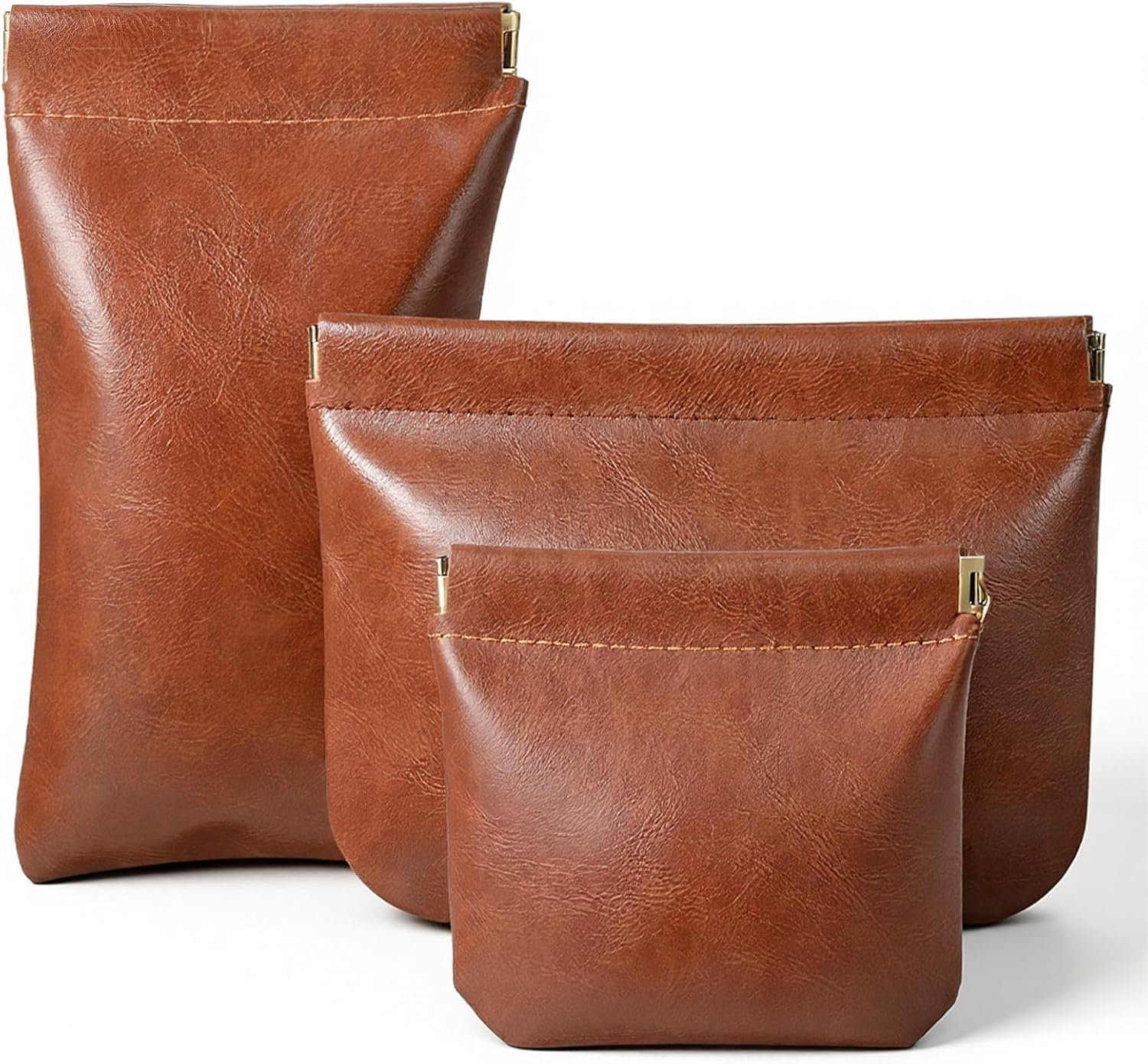 Custom Logo 3 PCS Snap Closure Leather Organizer Pouch, Private Label 3 Sizes Leather Pouch for Purse, Manufacturer Cosmetic Storage Bag for Women Custom Logo 3 PCS Snap Closure Leather Organizer Pouch, Private Label 3 Sizes Leather Pouch for Purse, Manufacturer Cosmetic Storage Bag for Women