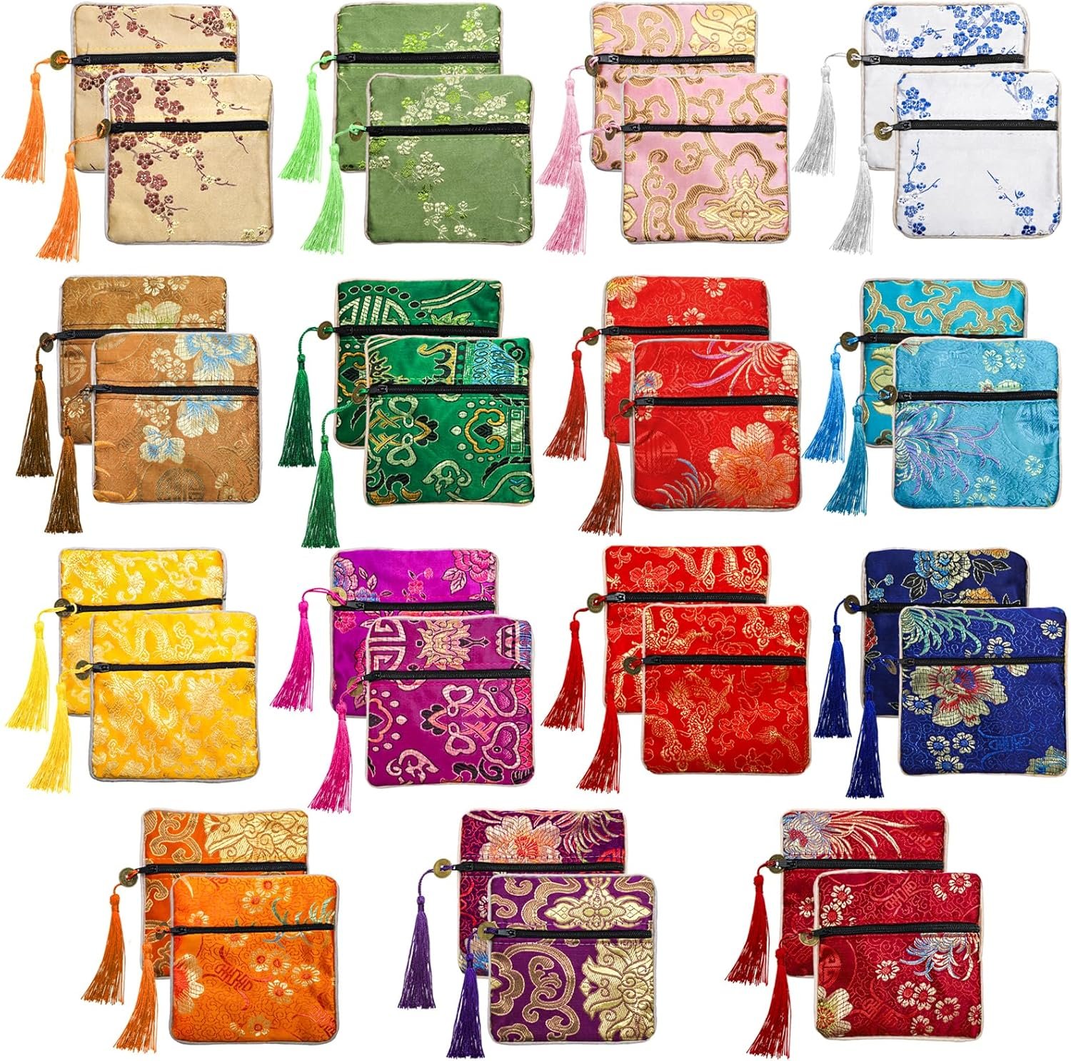 Custom Logo 30 Pieces Silk Jewelry Pouches Brocade Embroidered Coin Purses with Zipper and Tassel Private Label Small Gift Bags for Jewelry Wedding Party Favor Chinese New Year Goodie Candy Bags Manufacturer Custom Logo 30 Pieces Silk Jewelry Pouches Brocade Embroidered Coin Purses with Zipper and Tassel Private Label Small Gift Bags for Jewelry Wedding Party Favor Chinese New Year Goodie Candy Bags Manufacturer