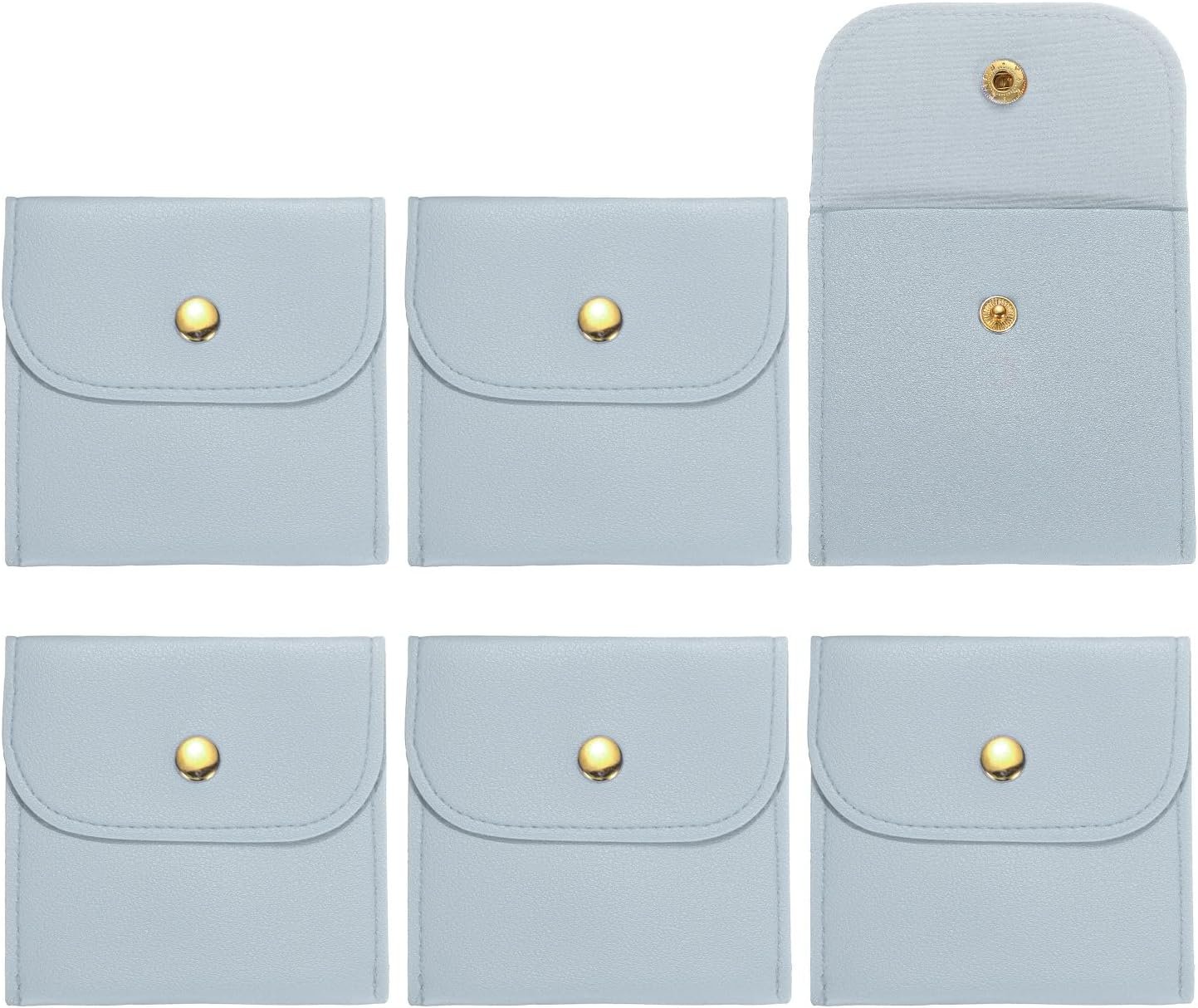 Custom Logo 6 Pcs 8 Inch PU Leather Mini Jewelry Pouches Private Label Soft Storage Bags for Rings Necklace Bracelet Travel Blue from Manufacturer