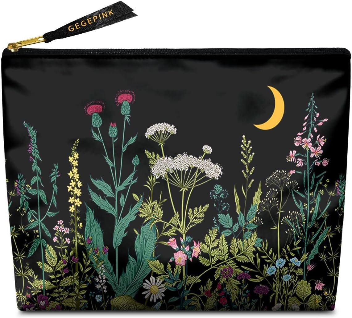 Custom Logo Cute Waterproof Makeup Bag for Purse Private Label Cosmetic Bags for Women Funny Smooth Zipper Travel Toiletry Pouch 10x8 Inches Wildflowers Supplier