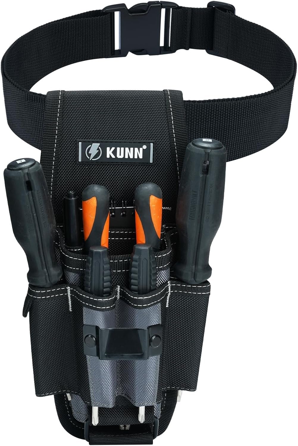 Custom Logo Small Electrician Tool Pouch with Belt Clip - 7 Pocket Heavy Duty Private Label Tool Belt Organizer 1680D Ballistic Nylon Adjustable Holster for Technicians HVAC Plumbers DIY Manufacturer