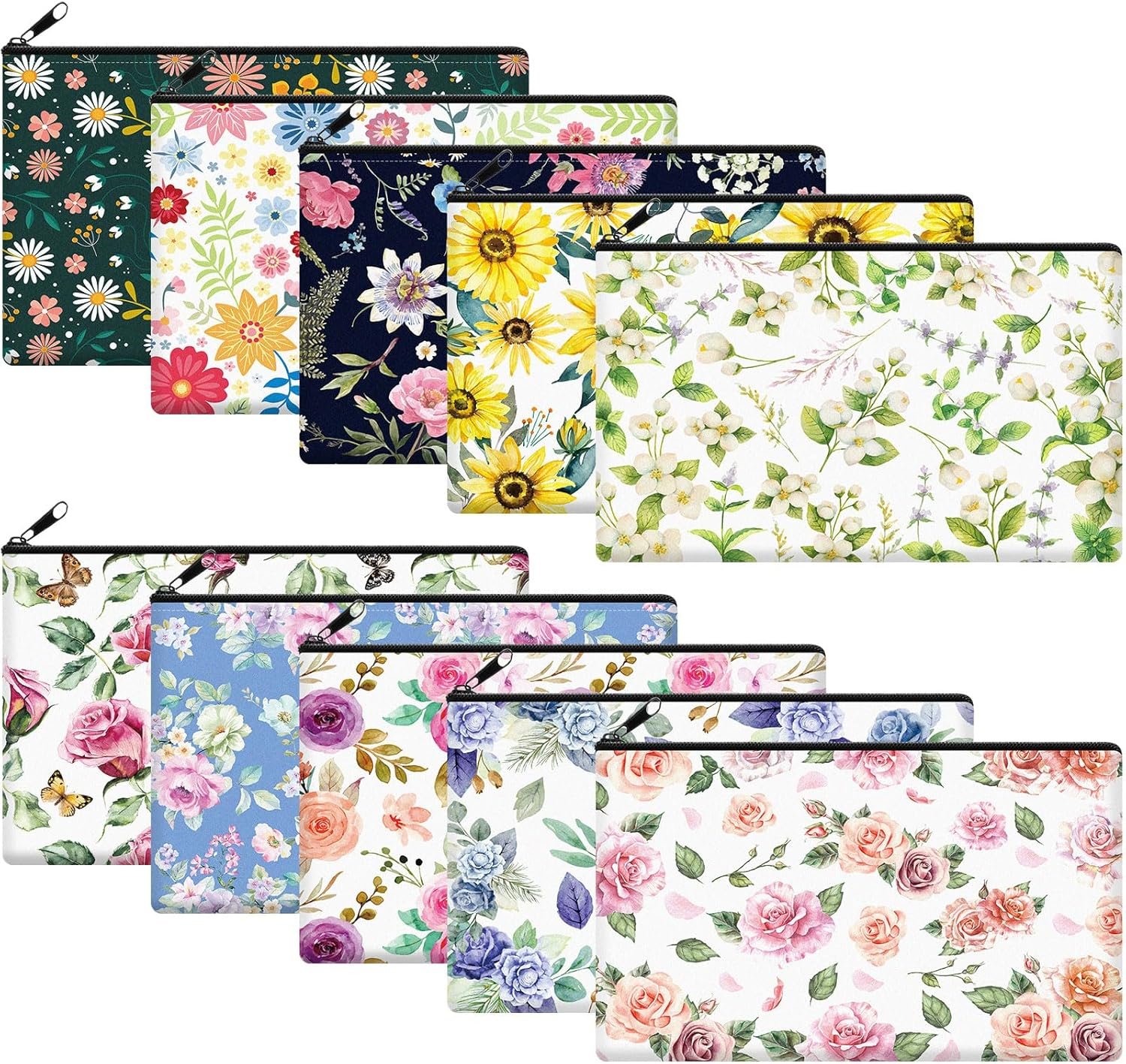 Factory 20 Pieces Roomy Cosmetic Makeup Bags for Women Private Label Zipper Toiletry Travel Pouch Organizer Custom Logo 7 x 4.3 Inches