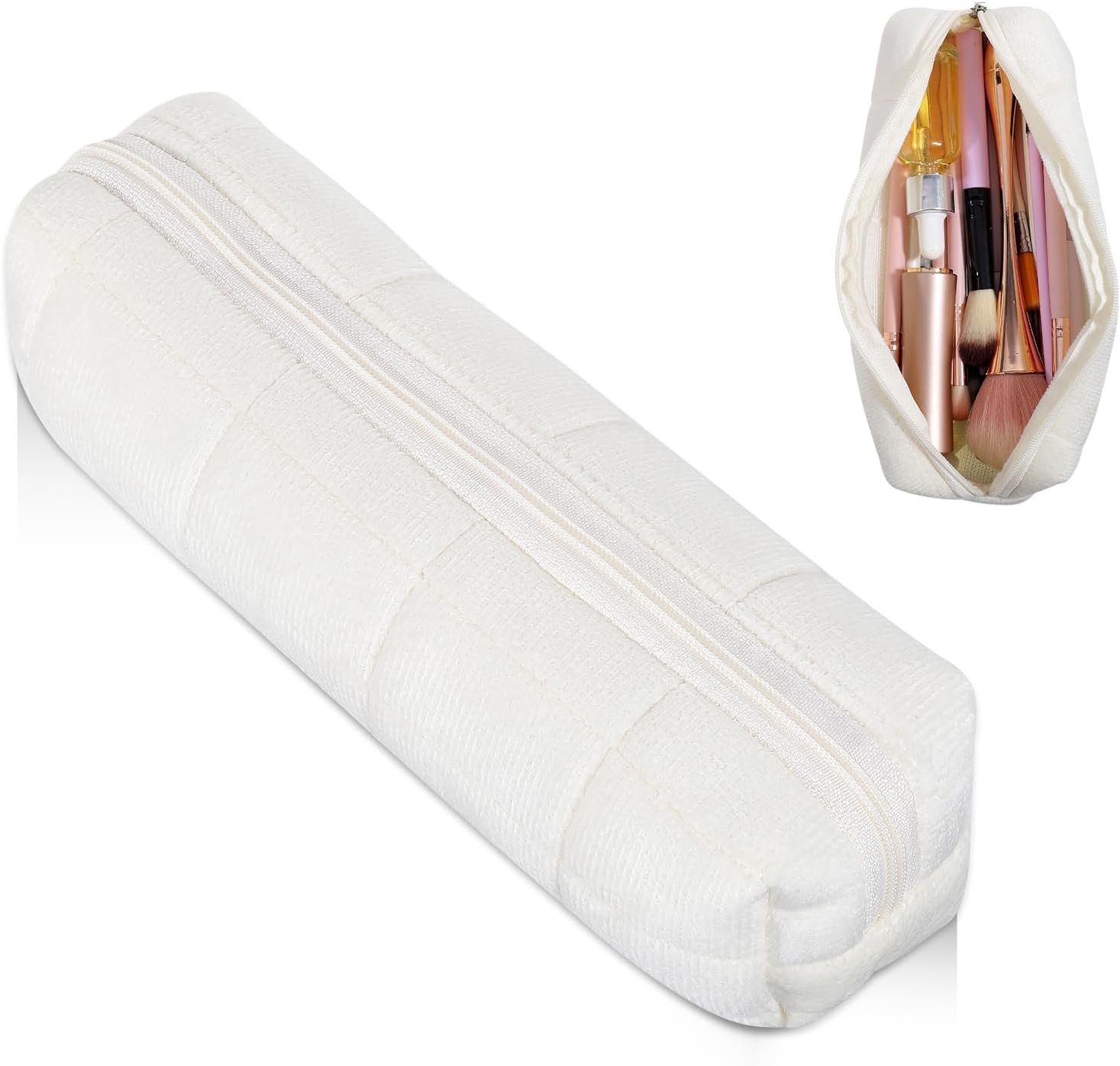 Manufacturer Small Plush Pencil Pouch Custom Logo Checkered Fuzzy Travel Makeup Cosmetic Bag Private Label for Women Men Adults