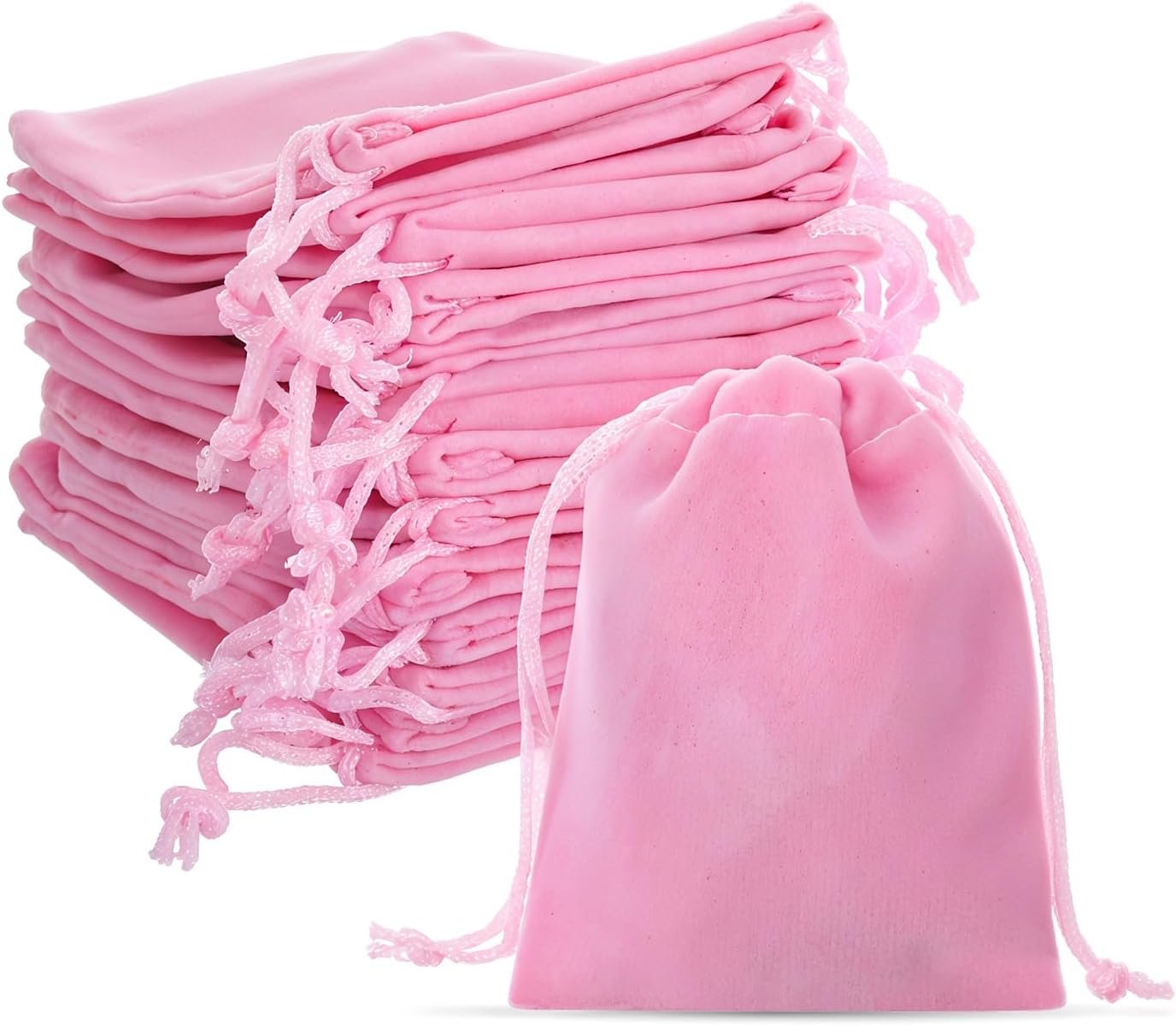 Private Label 20Pcs Small Pink Velvet Jewelry Pouches with Drawstring Custom Logo Gift Bags for Wedding Candy Party Favors Supplier (2.75''x3.66'')