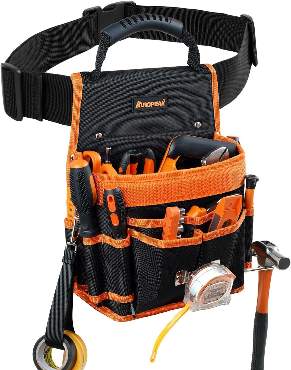 Private Label 22-Pocket Electrician Tool Belt Pouch with Hammer Loops Tape Clip and Custom Logo Detachable Adjustable Single-Side Belt from Manufacturer for HVAC Craftsmen Contractors Electricians Carpenters