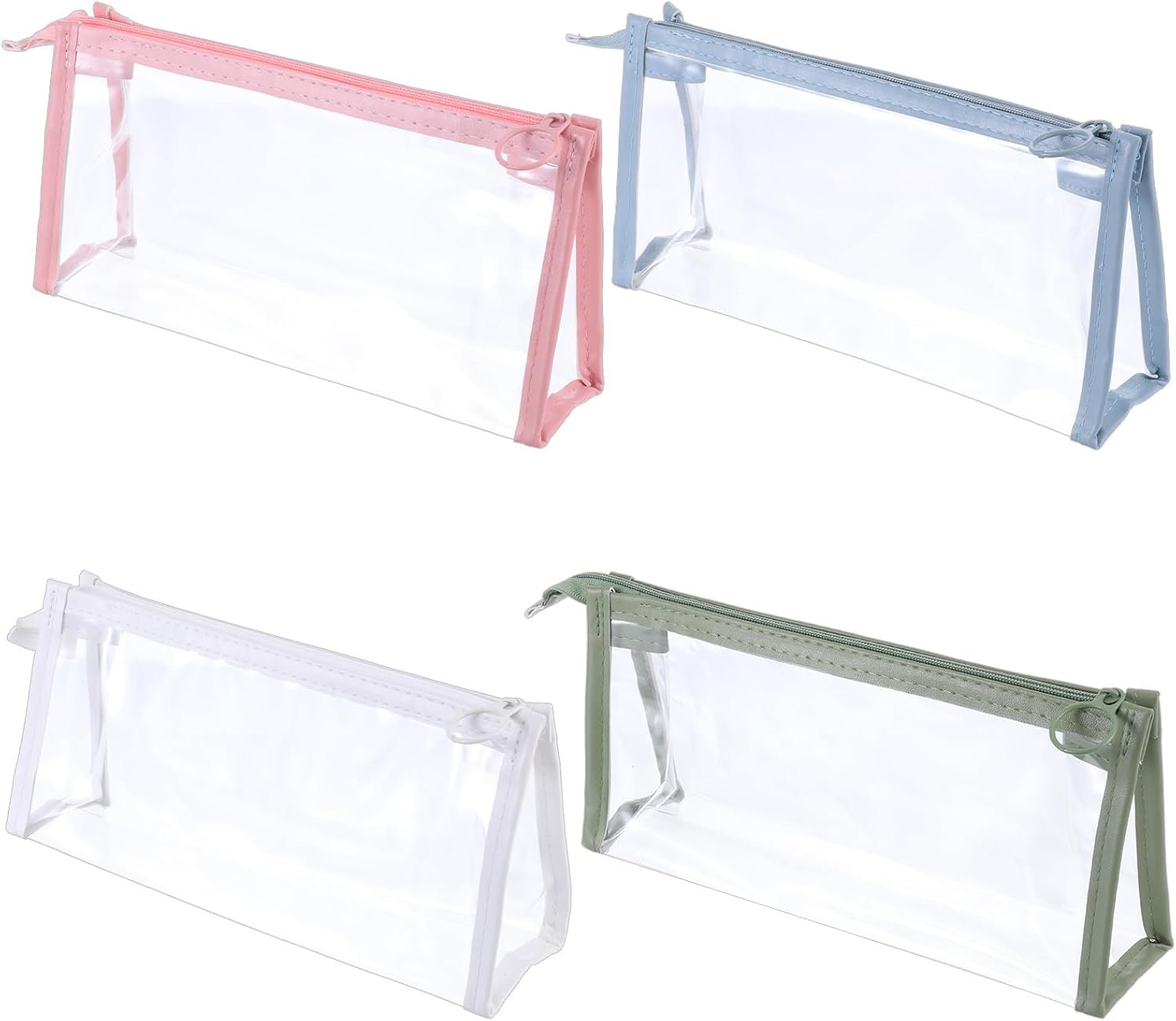 Private Label 4PCS Clear Waterproof Pencil Cases with Zipper Custom Logo Portable Travel Cosmetic Makeup Pen Pouch Multi-Function Stationery Toiletries Storage Organizer Manufacturer for Home Office Vacation Accessories