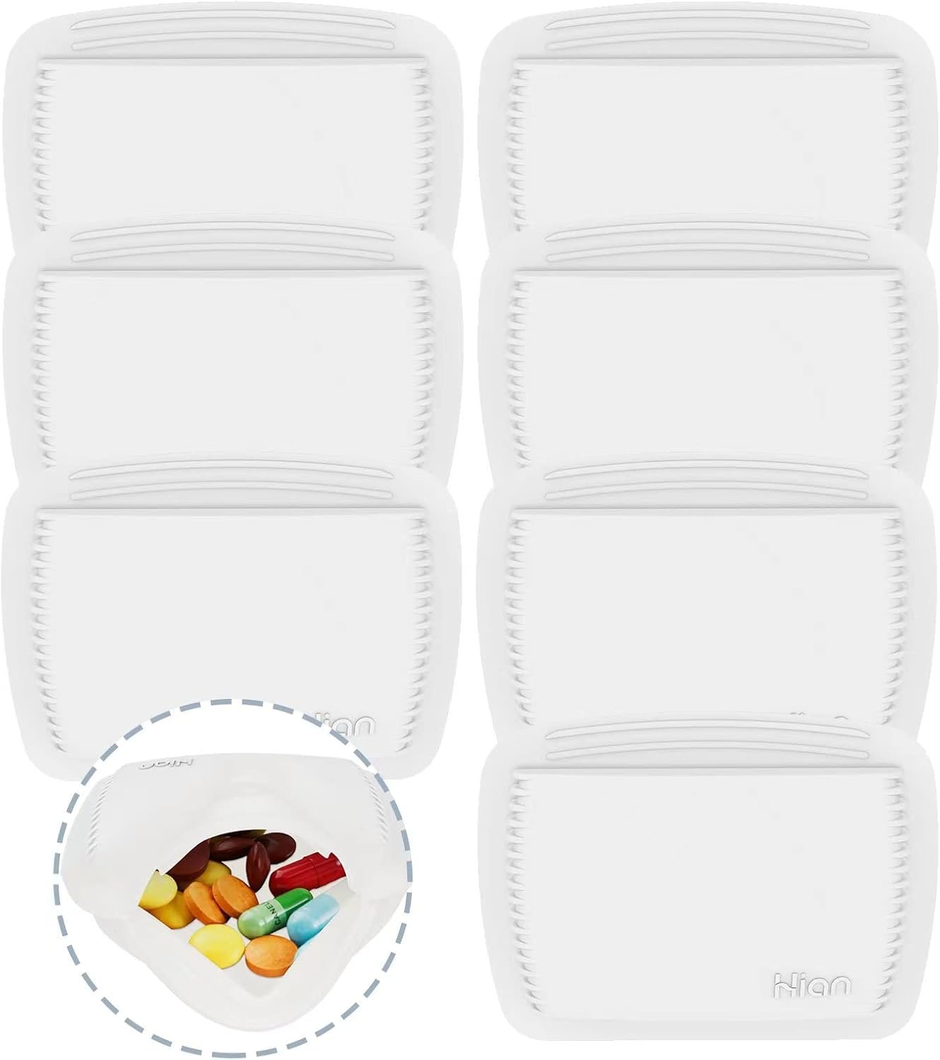 Private Label 7 Pieces Squeezable Pill Pocket Cases - Small Lightweight Manufacturer Pill Organizer for Travel Secure Medicine Pouch Sturdy Easy Fuss-Free Access Pocket Sized Discreet Custom Logo