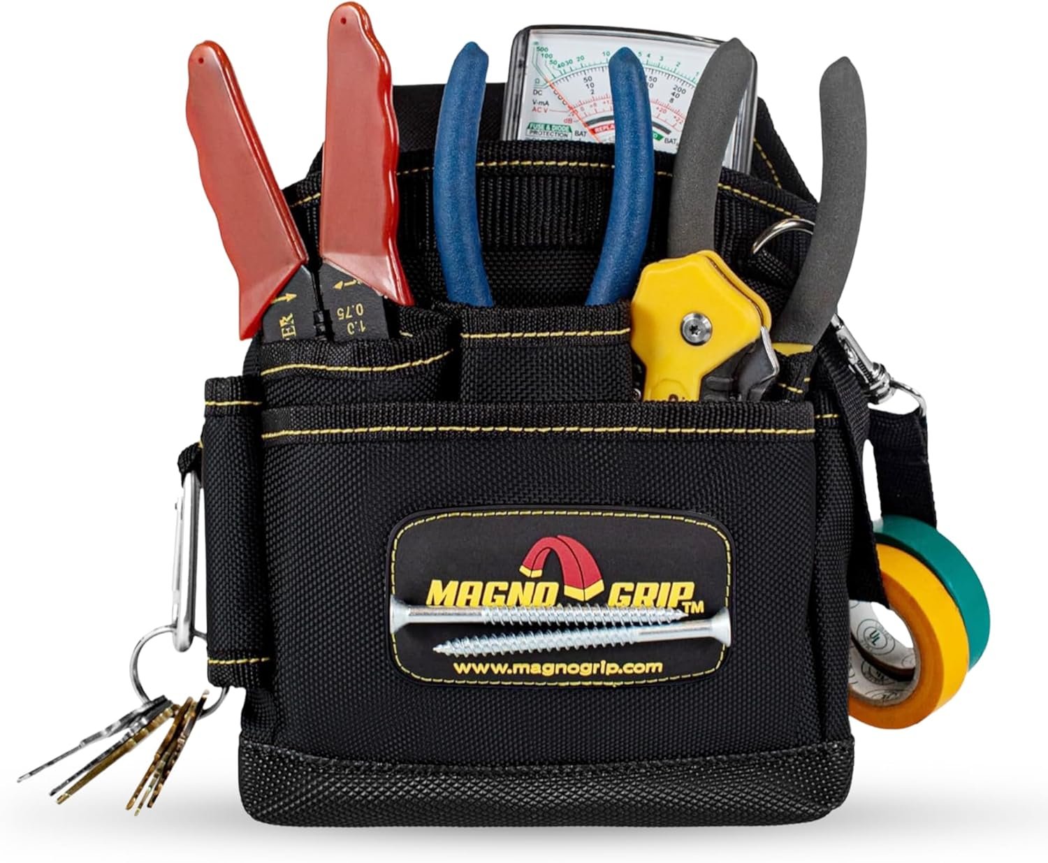 Private Label 9-Pocket Magnetic Tool Pouch - Custom Logo Heavy-Duty 1680D Ballistic Polyester Durable Water-Resistant Tool Belt Pouch with Magnetic Storage for Carpenters Electricians DIY Enthusiasts - Black Manufacturer