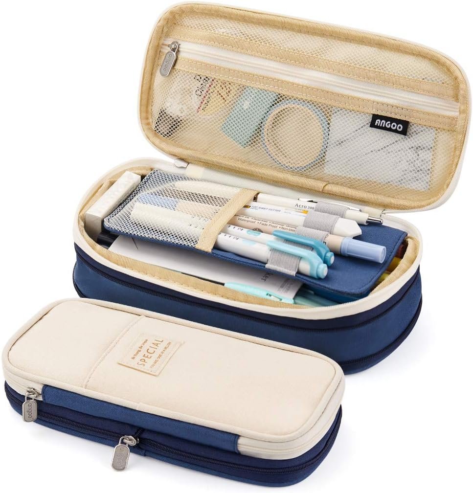 Private Label Big Capacity Pencil Pen Case Custom Logo Office College School Large Storage Organizer Bag Pouch Holder Blue Supplier