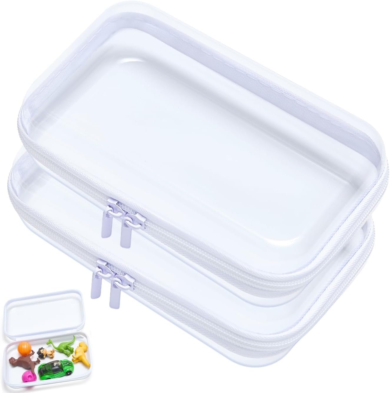 Private Label Clear Hard Shell Zipper Case - Custom Logo Upgraded Thicker Transparent Plastic Bins for Organizing - See-Through Zipper Pouches Lidded Storage Makeup Organizer for Cosmetics (S+S) Supplier