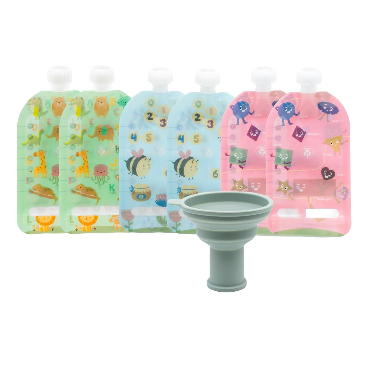 Private Label Double Zipper Reusable Food Pouches with Custom Logo for Babies & Toddlers Freezer & Dishwasher Safe 7 Fl Oz (Pack of 6) + Pouch Filler Manufacturer