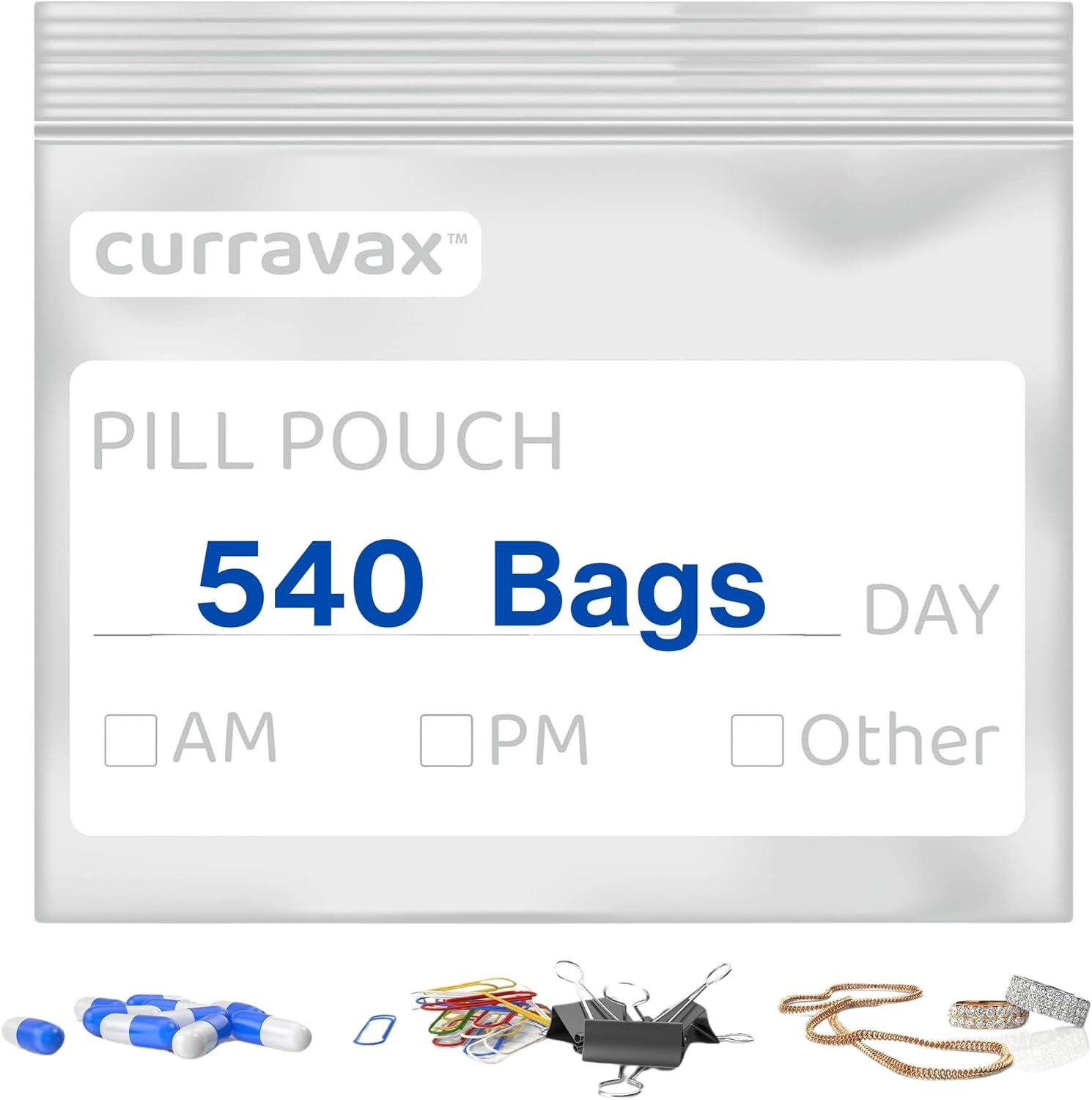 Private Label Pill Bags for Travel Pack of 540 BPA Free 3 x 2.75 Inch Reusable Pill Pouches with Custom Logo Write-On Labels Clear Ziplock Medicine Organizer Manufacturer