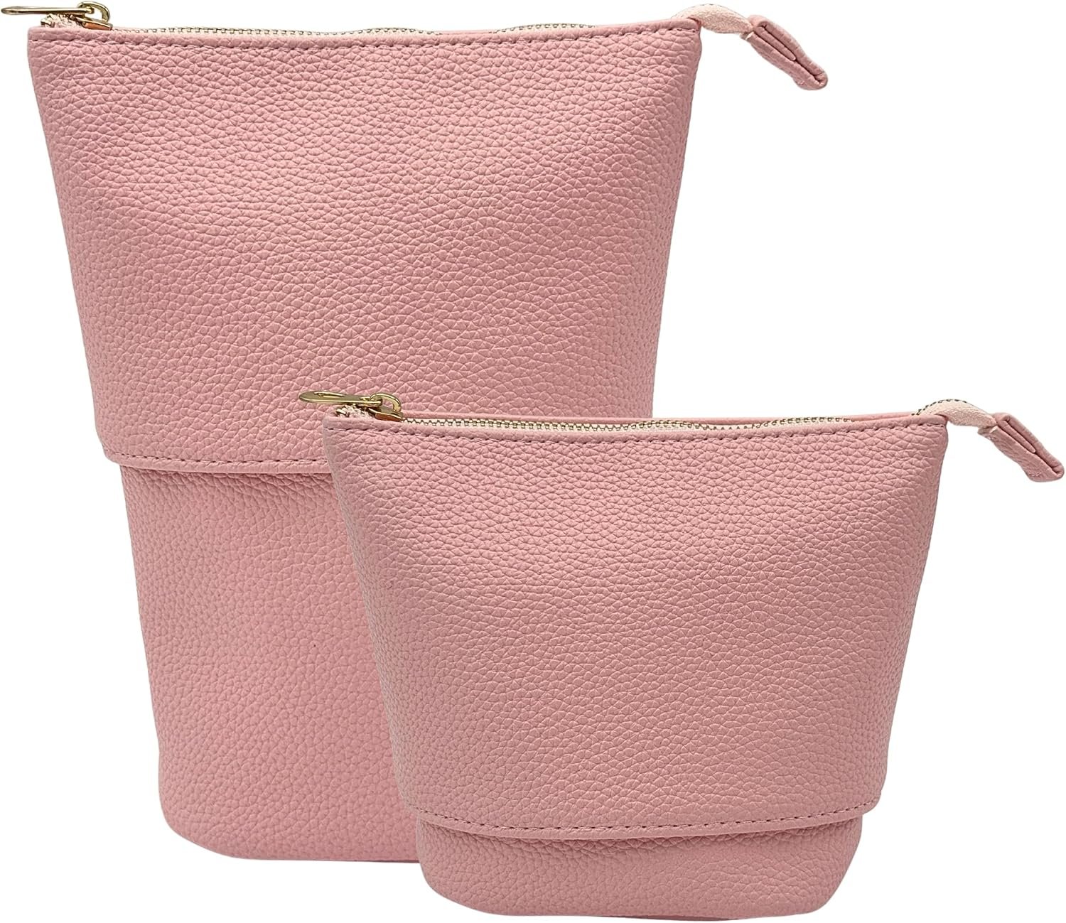 Private Label Portable Travel Makeup Brush Bag Standup Holder Convertible Pouch Cosmetic Case Custom Logo Manufacturer Pink