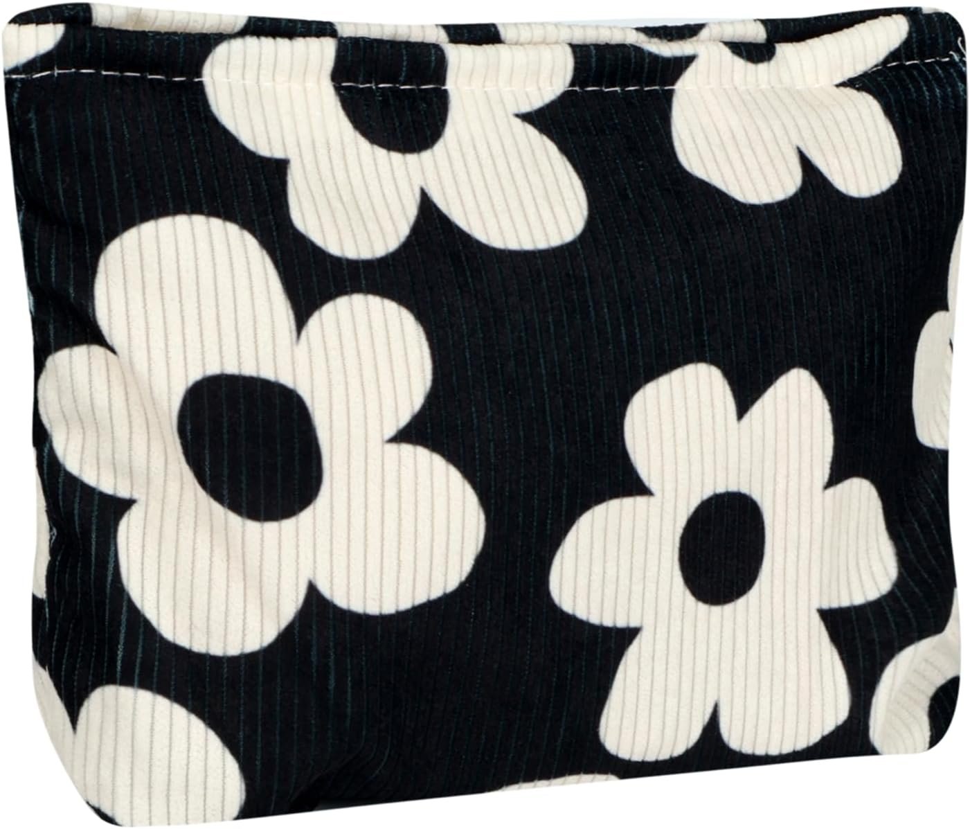 Private Label Small Cute Flower Makeup Pouch Cosmetic Bag for Women Zipper Purse Pouches with Custom Logo Aesthetic Travel Toiletry Bags Black White Floral Manufacturer