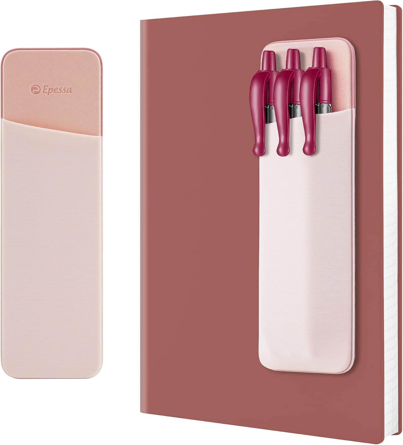 Private Label Stick-On Pen Holder for Notebooks Adhesive Pencil Pouch with Custom Logo Reusable Pen Pocket Organizer for Journals Planners Easy to Remove Pink by Manufacturer