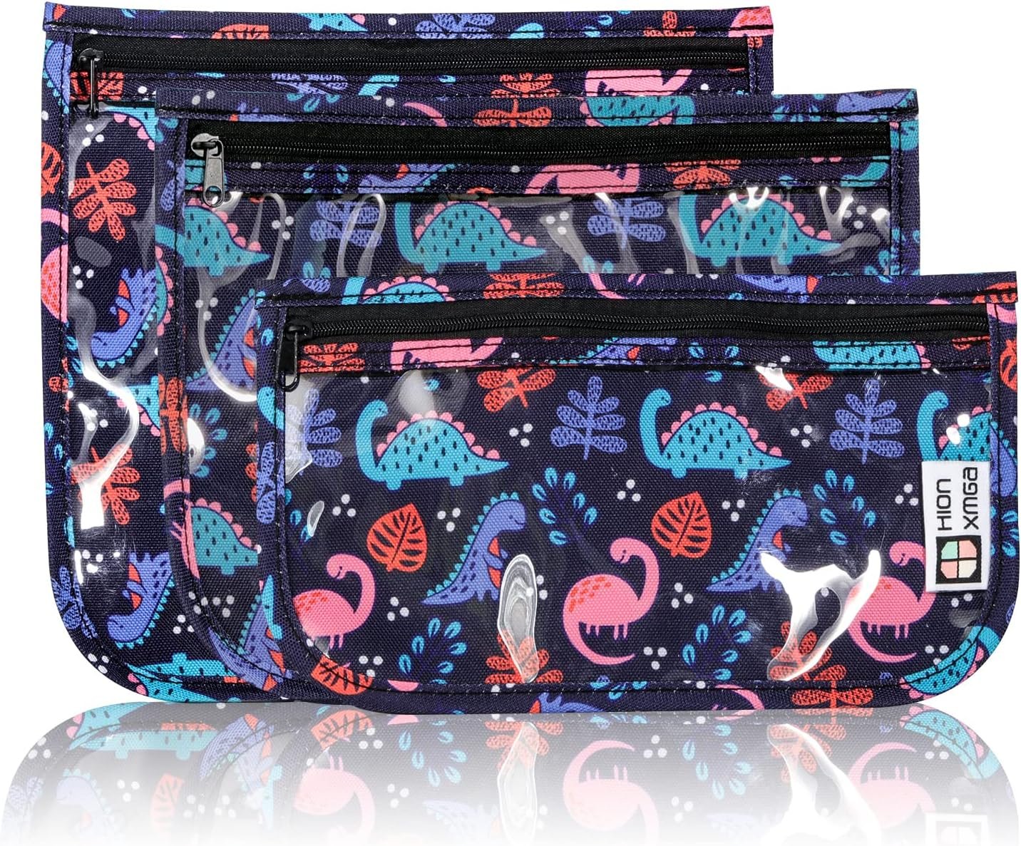 Private Label TSA Approved Quart Size Clear Toiletry Bags Set of 3 Zipper Travel Pouches Waterproof Makeup Cosmetic Carry-On for Toiletries with Custom Logo Dinosaur Design Manufacturer