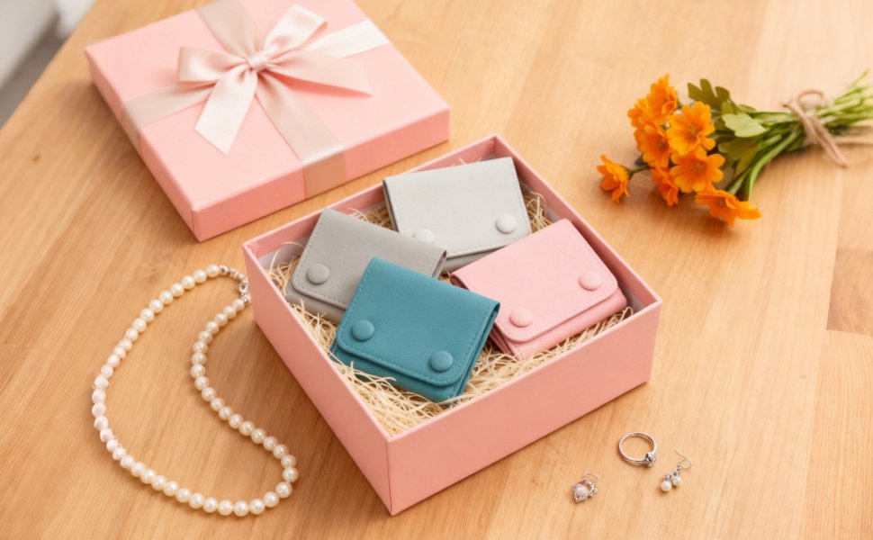 Private Label 4 Pieces Small Microfiber Jewelry Bags with 3 Compartments Custom Logo Lightweight Travel Organizer Rolls for Rings Earrings Bracelets Necklaces Manufacturer