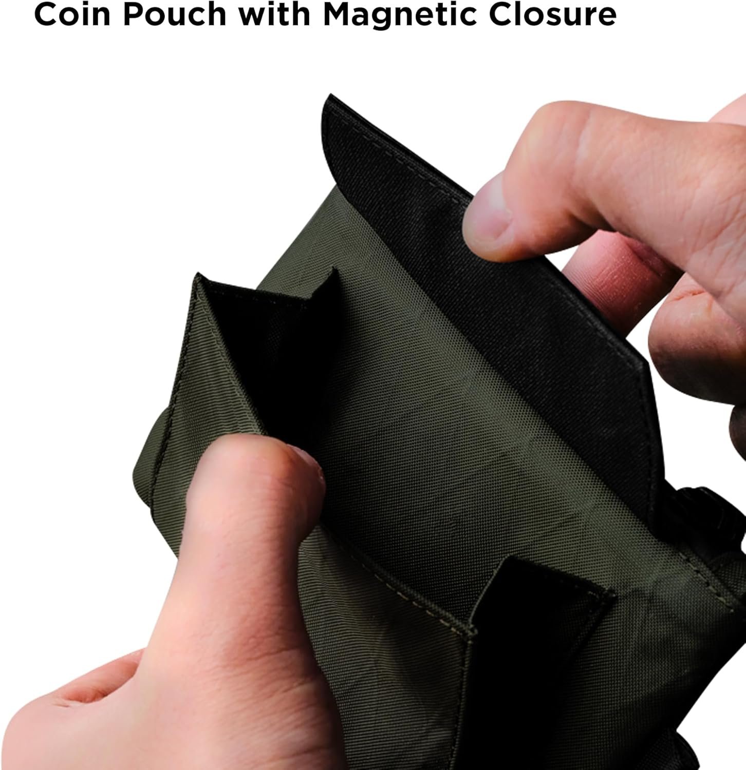 Custom Logo Zip Pouch Coin - Private Label Compact EDC Card Holder and Cash Wallet - RFID Blocking Minimalist Travel Wallet Weatherproof Dark Green X-Pac VX21 Fabric Manufacturer