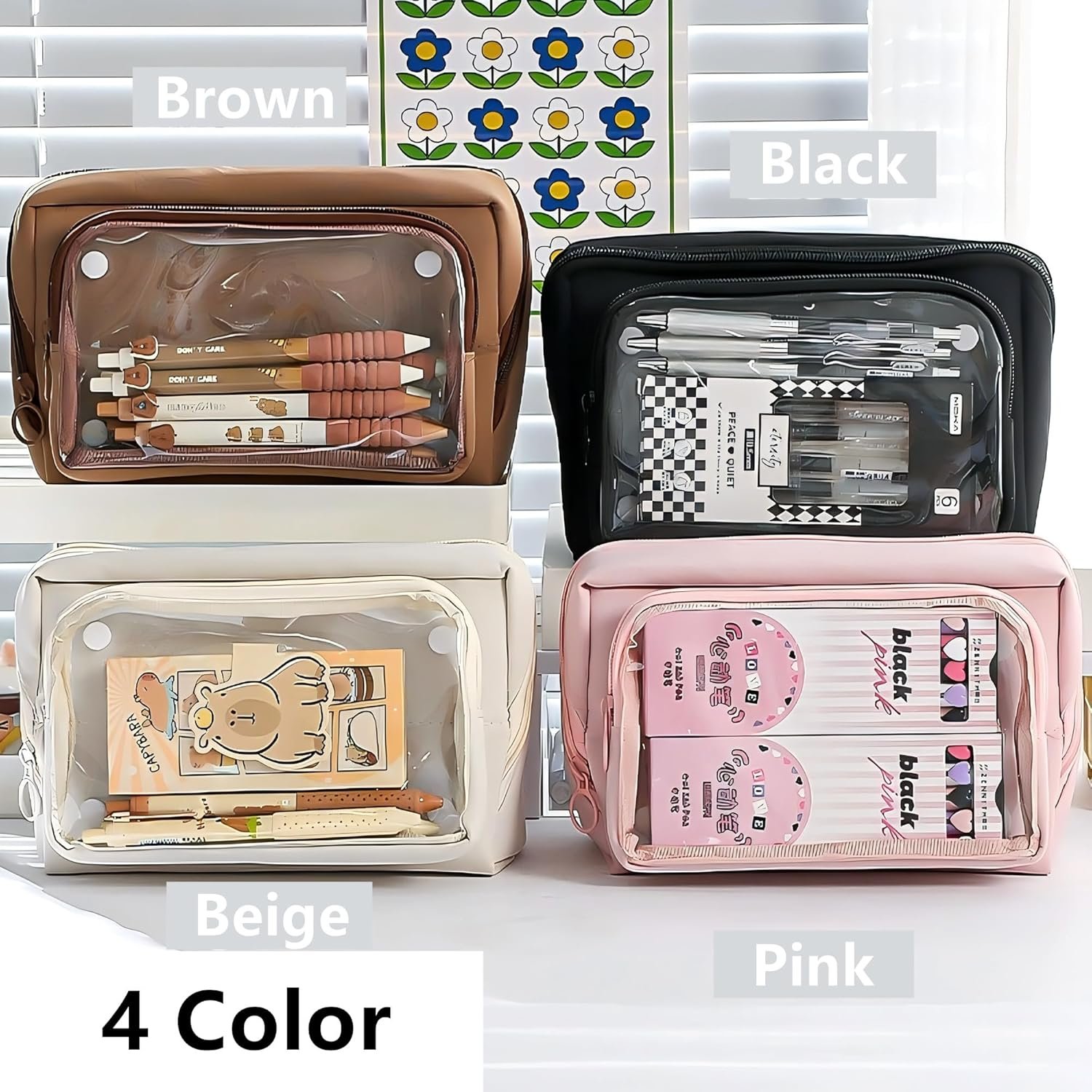 Custom Logo Large Big Capacity Pencil Pouch Aesthetic Pen Cosmetic Case Stationery Organizer Private Label for College Office Home Travel Storage from Manufacturer (Blue)