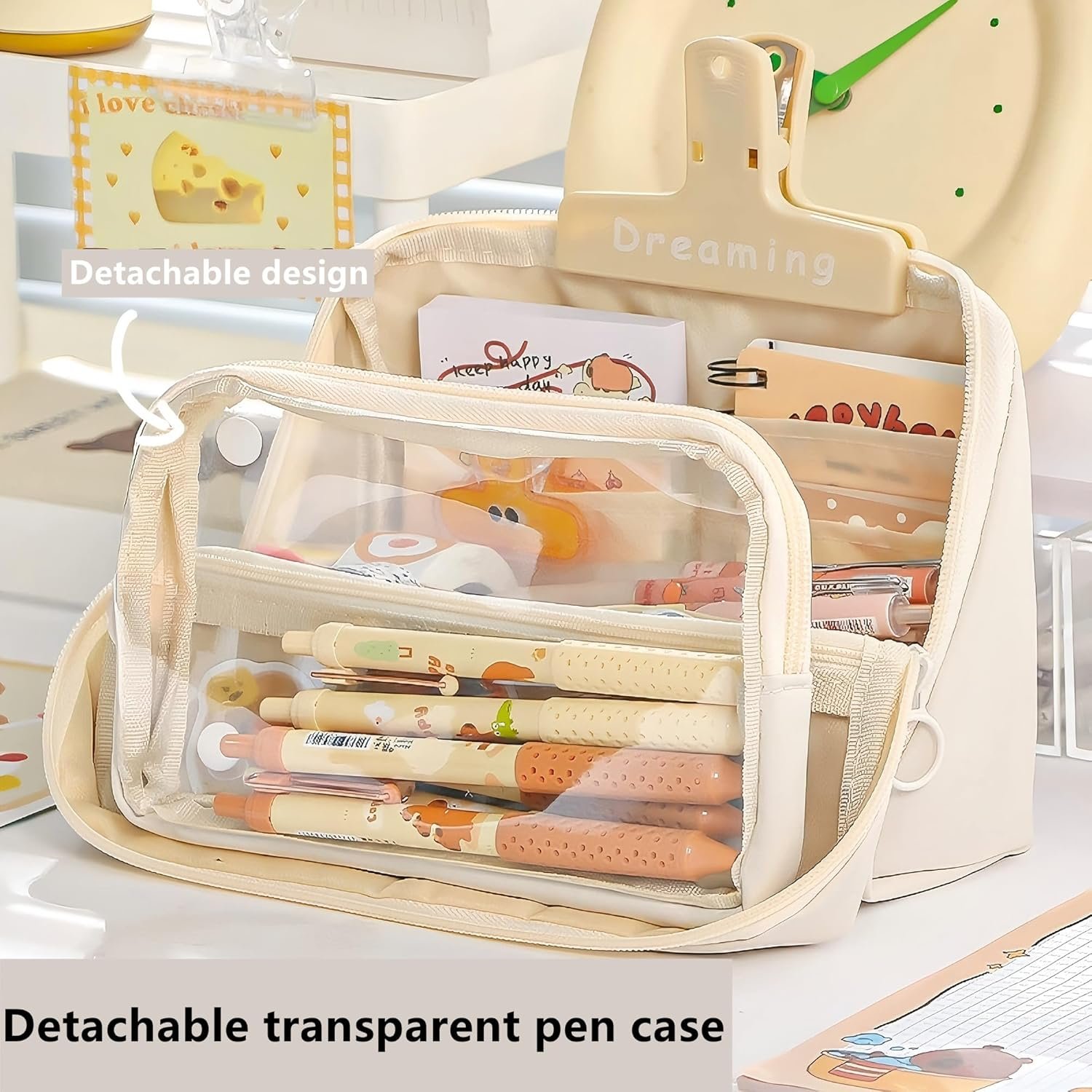 Custom Logo Large Big Capacity Pencil Pouch Aesthetic Pen Cosmetic Case Stationery Organizer Private Label for College Office Home Travel Storage from Manufacturer (Blue)