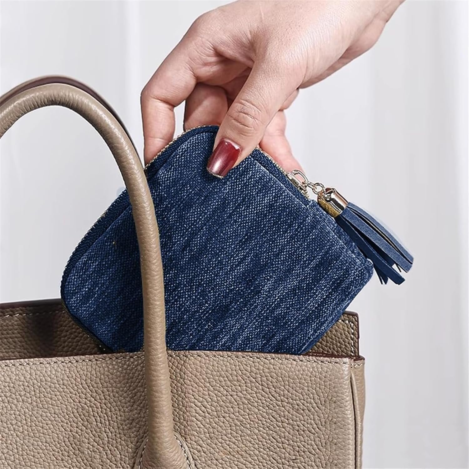 Custom Logo Small Travel Jewelry Organizer Case with Zipper Tassel Pouch Bag for Earrings Necklaces Rings Bracelets Brooches, Private Label Jewelry Storage, Manufacturer Gifts for Women