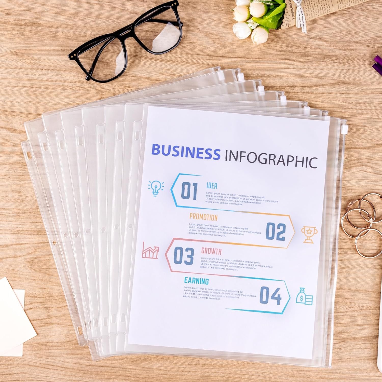 Custom Logo 8 Pack Clear Letter Size Binder Pockets 3 Ring Binder Zipper Pouch Private Label Waterproof PVC 3-Hole Loose Leaf File Bags Insert Sleeves Page Sheet Protectors Factory Business Office Supplies Custom Logo 8 Pack Clear Letter Size Binder Pockets 3 Ring Binder Zipper Pouch Private Label Waterproof PVC 3-Hole Loose Leaf File Bags Insert Sleeves Page Sheet Protectors Factory Business Office Supplies