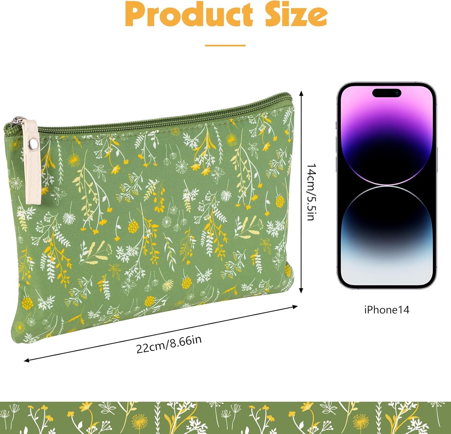 Private Label 2 Pcs Small Floral Makeup Bags Zipper Cosmetic Pouch Manufacturer Travel Canvas Toiletry Bag Custom Logo for Women and Girls