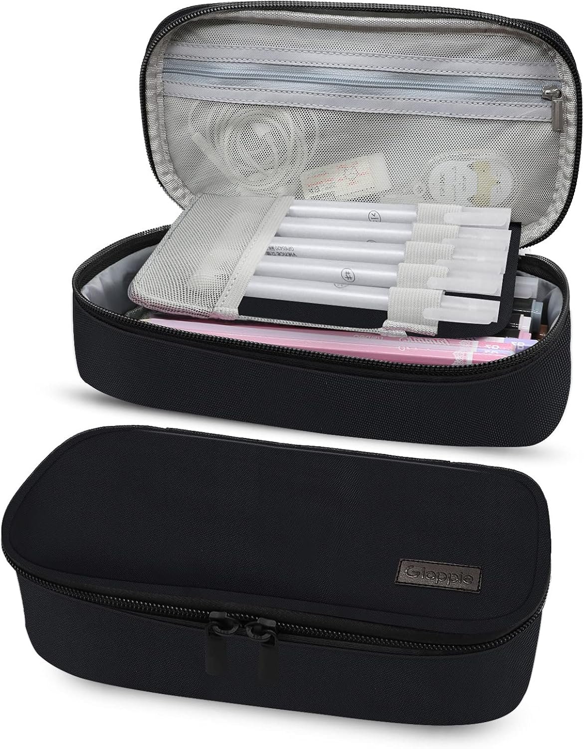 Gloppie Pencil Case Black Pencil Pouch Pencil Bag Pen Box, Back to School Supplies