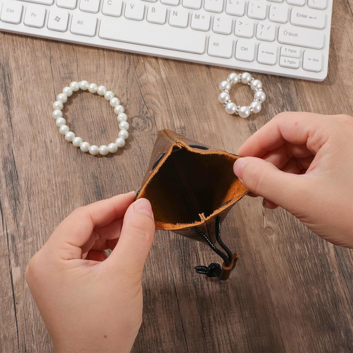 Private Label Leather Drawstring Pouch Cowhide Storage Bag Custom Logo Small Waterproof Vintage Jewelry Coin Purse Manufacturer Wallet Gift (Large)