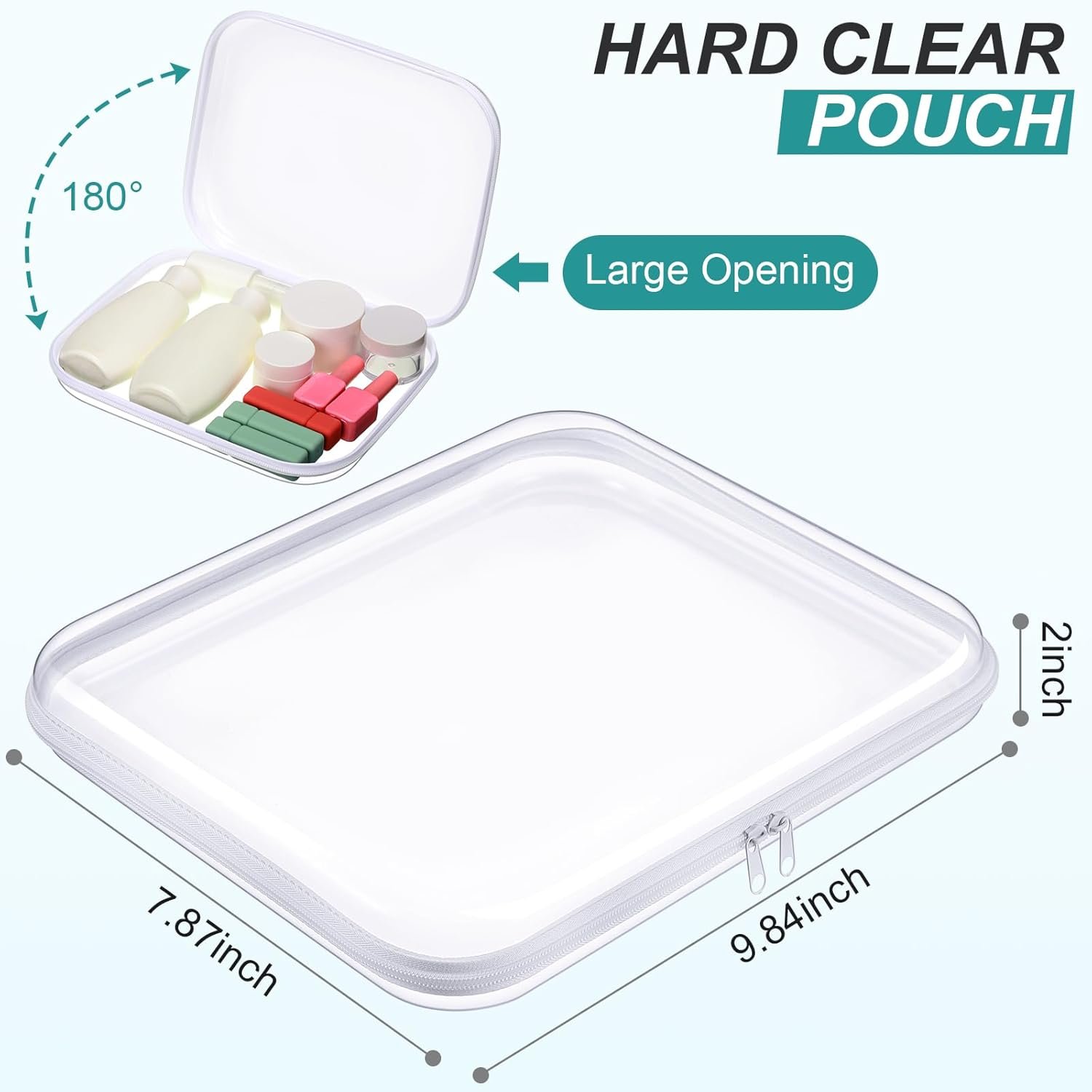 Private Label 3 Pcs Clear Hard Plastic Zipper Makeup Bag Pouches Custom Logo Portable Travel Christmas Storage Organizers for Cosmetics Building Blocks Puzzles (White,M) Manufacturer