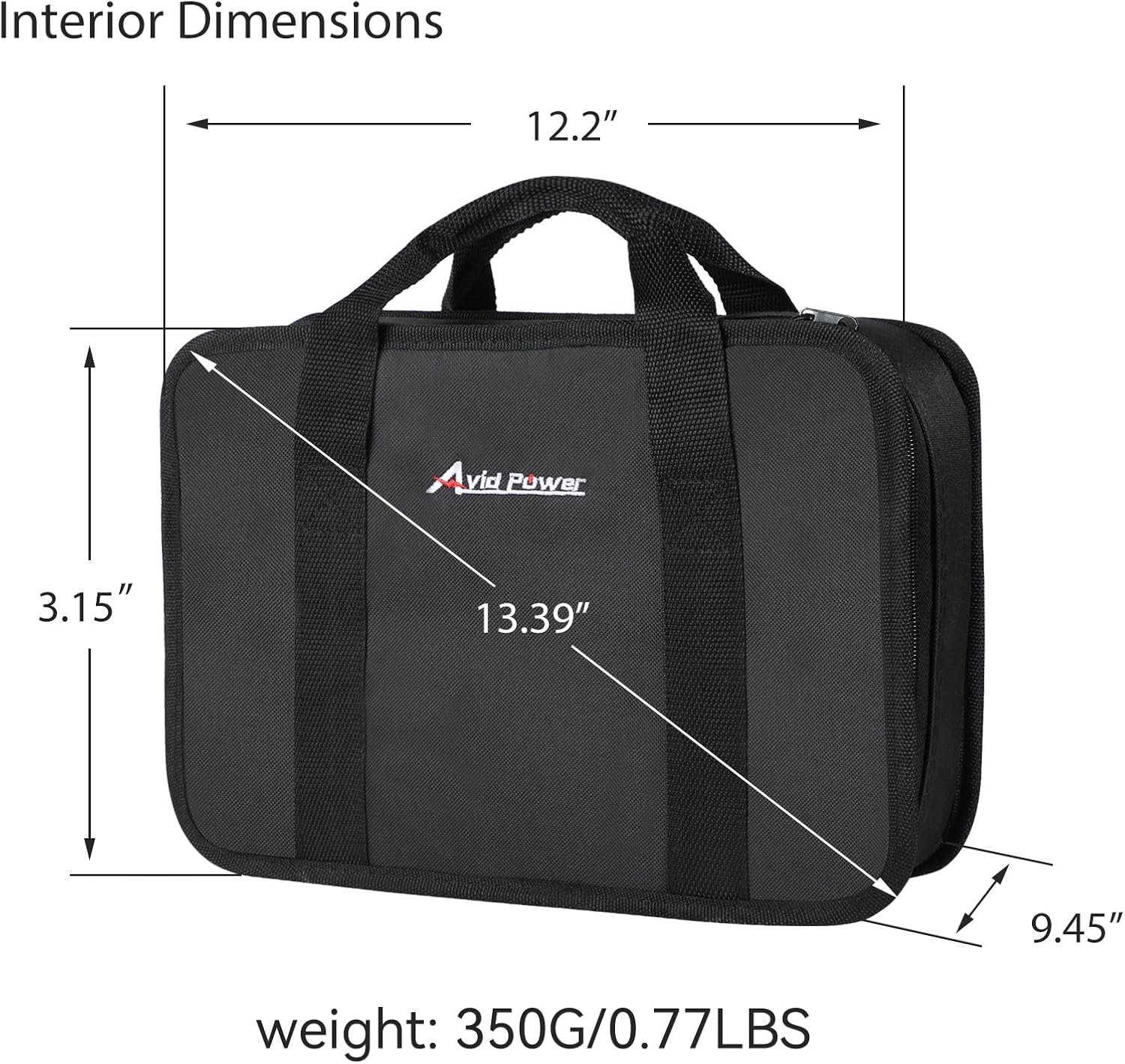 Private Label 12 Inch Tool Storage Carrying Case for Cordless Drill Tire Inflator Impact Wrench, Custom Logo Soft Canvas Power Tool Pouch with Mesh Dividers and Double Zipper Manufacturer