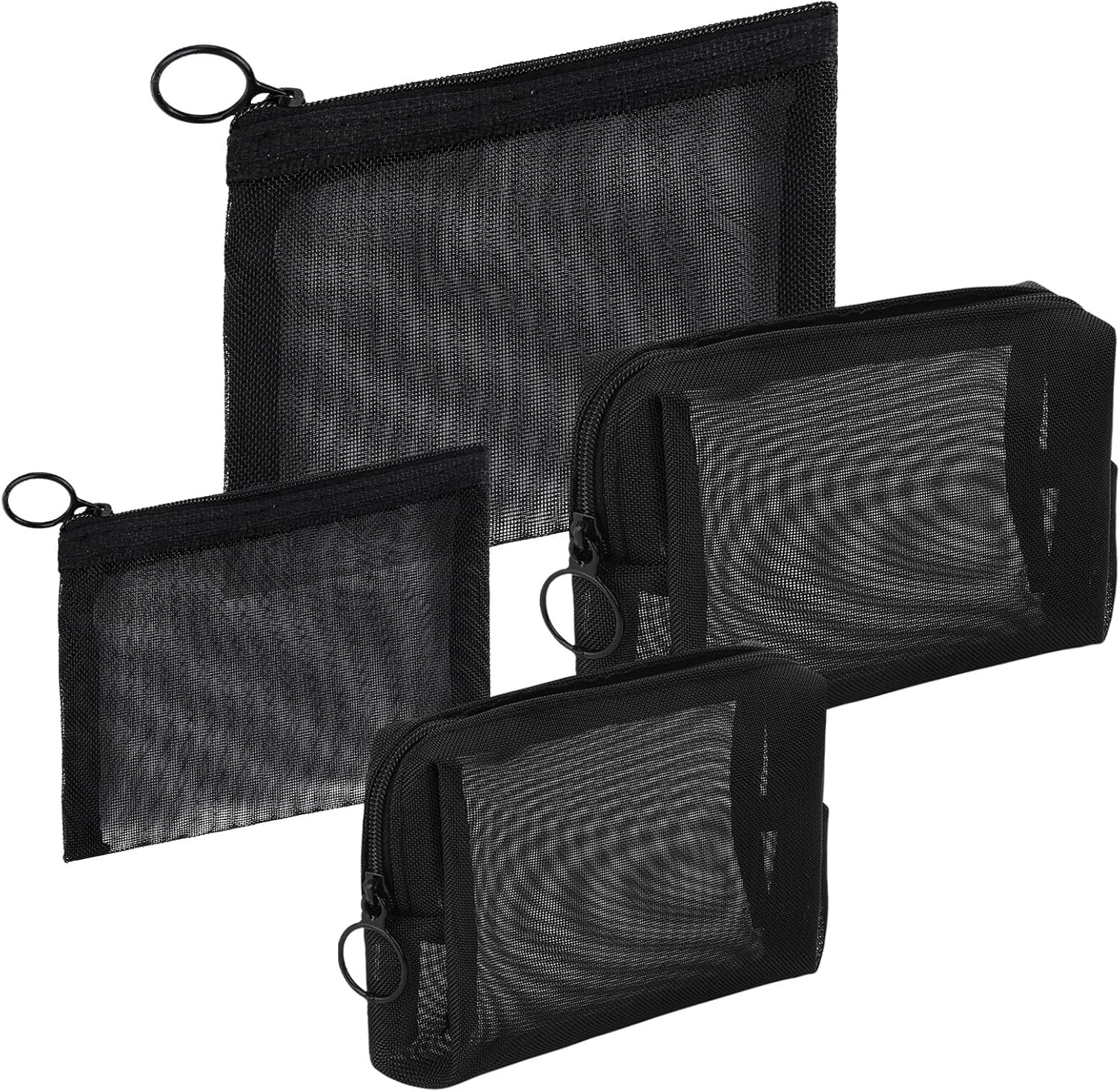 Private Label 4-Piece Mini Mesh Pouches Small Zipper Nylon Mesh Makeup Bags Custom Logo Portable Travel Cosmetic Toiletry Storage Organizer Manufacturer