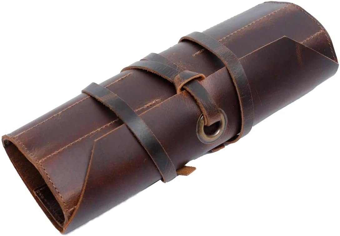 Private Label Full Grain Leather Tool Roll Pouch 10 Slots Custom Logo Woodworking Organizer - Portable Workshop Carry Storage Supplier