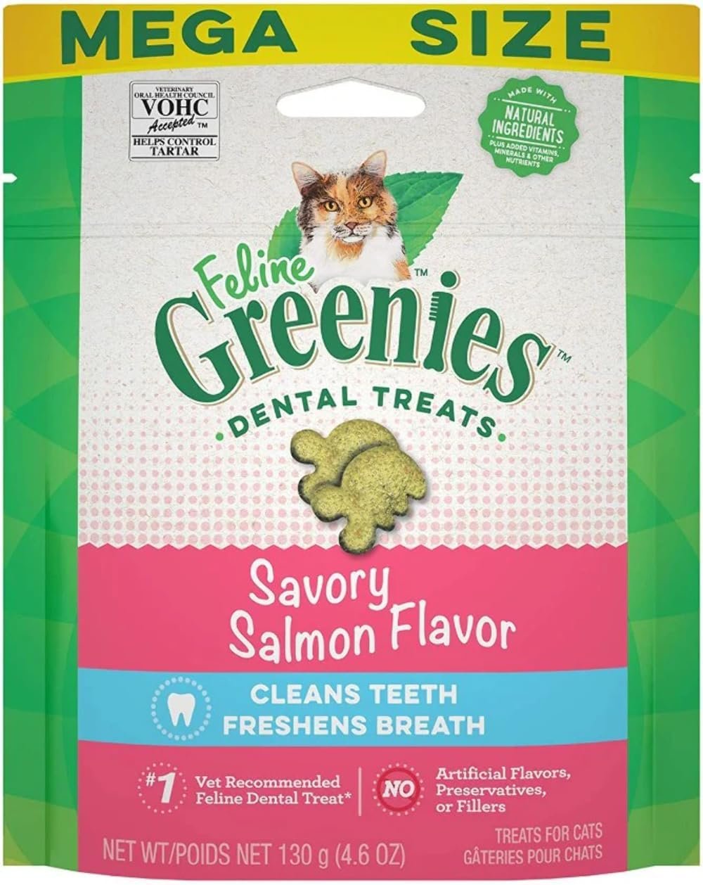 Custom Logo Feline Veterinarian-Recommended Adult Natural Dental Cat Treats, Private Label Savory Salmon Flavor, Manufacturer 4.6 oz. Pouch
