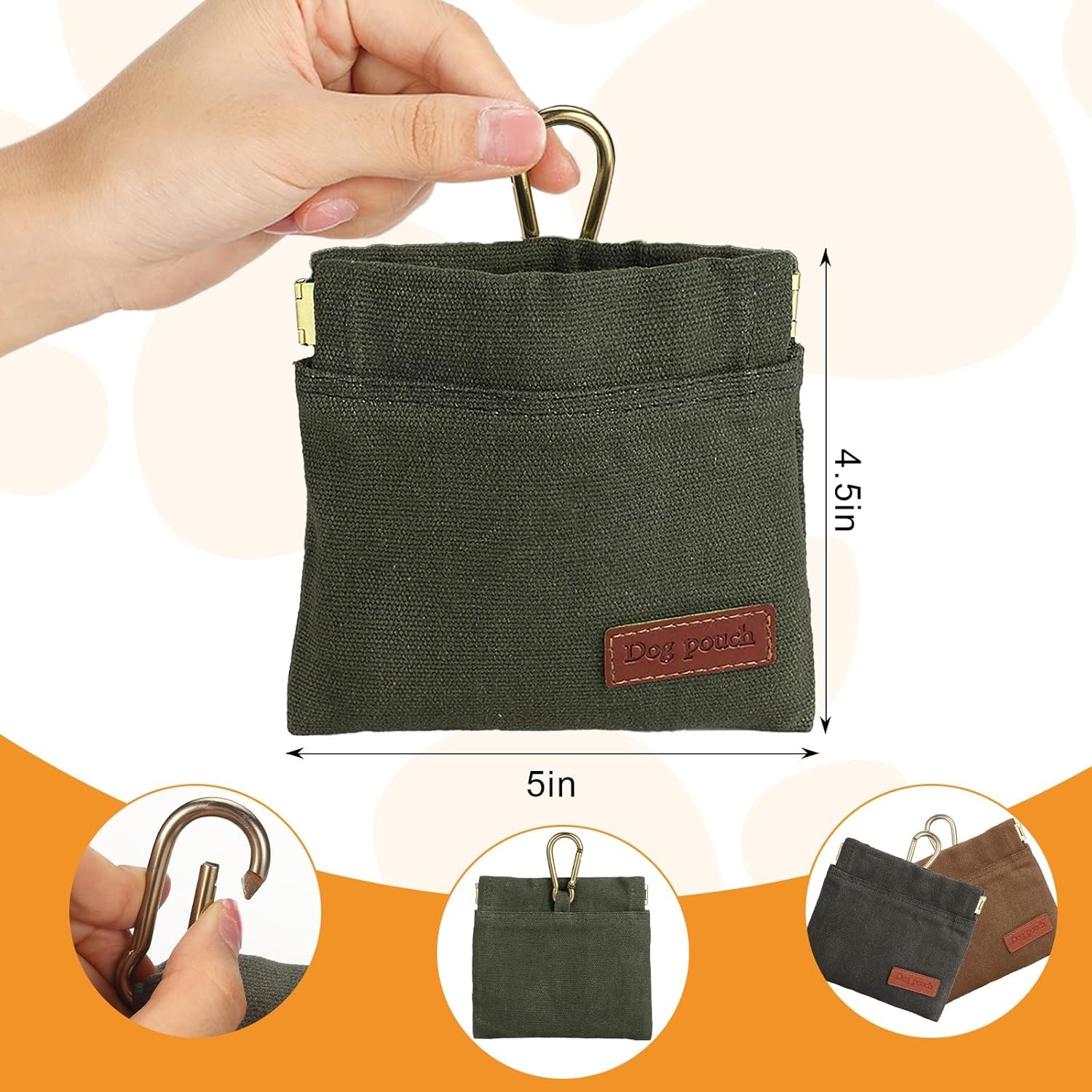 Private Label 2PC Dog Treat Pouch, Custom Logo Training Treat Reward Bag, Portable Hand Free Puppy Walking Auto Closing Dispenser Behavior Aids for Outdoor Travel Supplier (Grey+Khaki)